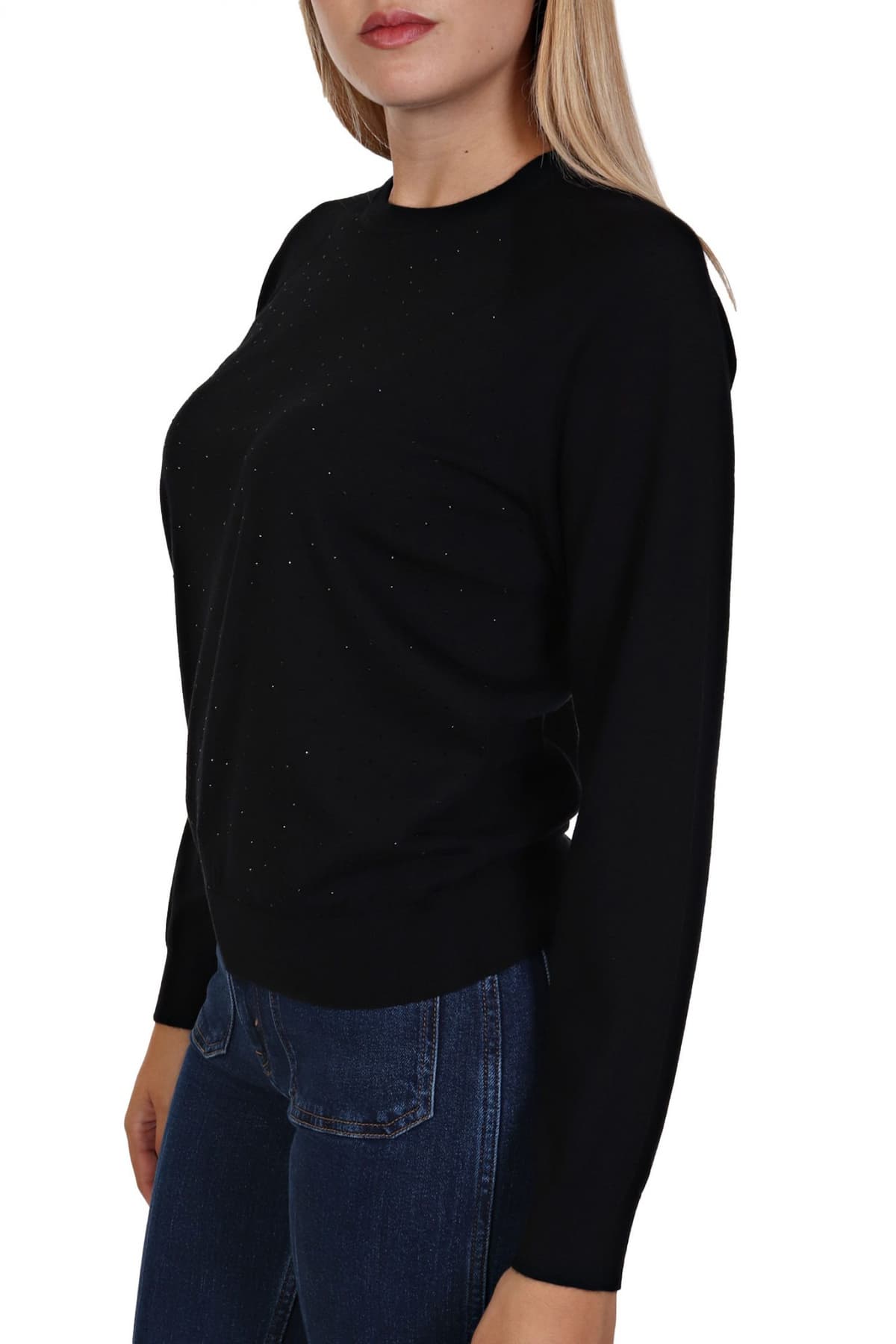 EMPORIO ARMANI ΜΠΛΟΥΖΑ ΛΑΙΜΟΚΟΨΗ STRASS ΜΑΥΡΟ