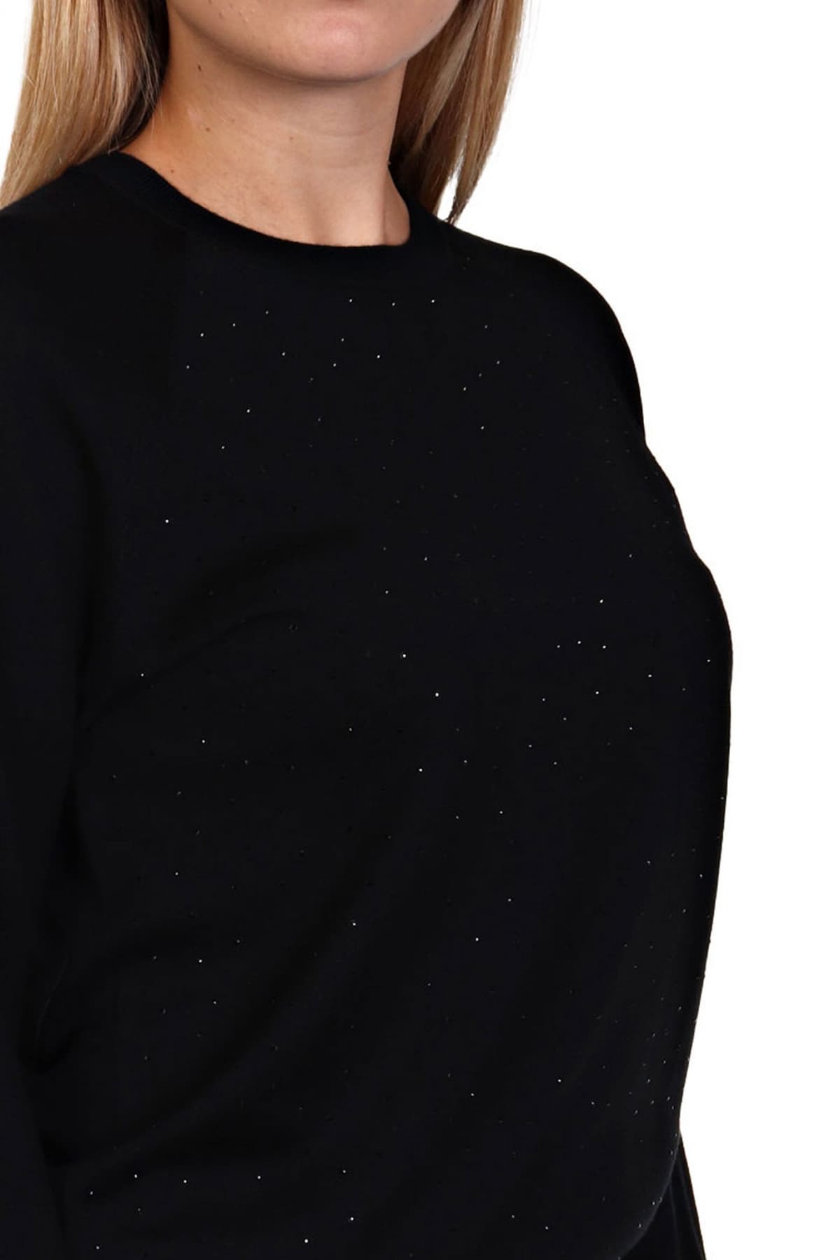 EMPORIO ARMANI ΜΠΛΟΥΖΑ ΛΑΙΜΟΚΟΨΗ STRASS ΜΑΥΡΟ