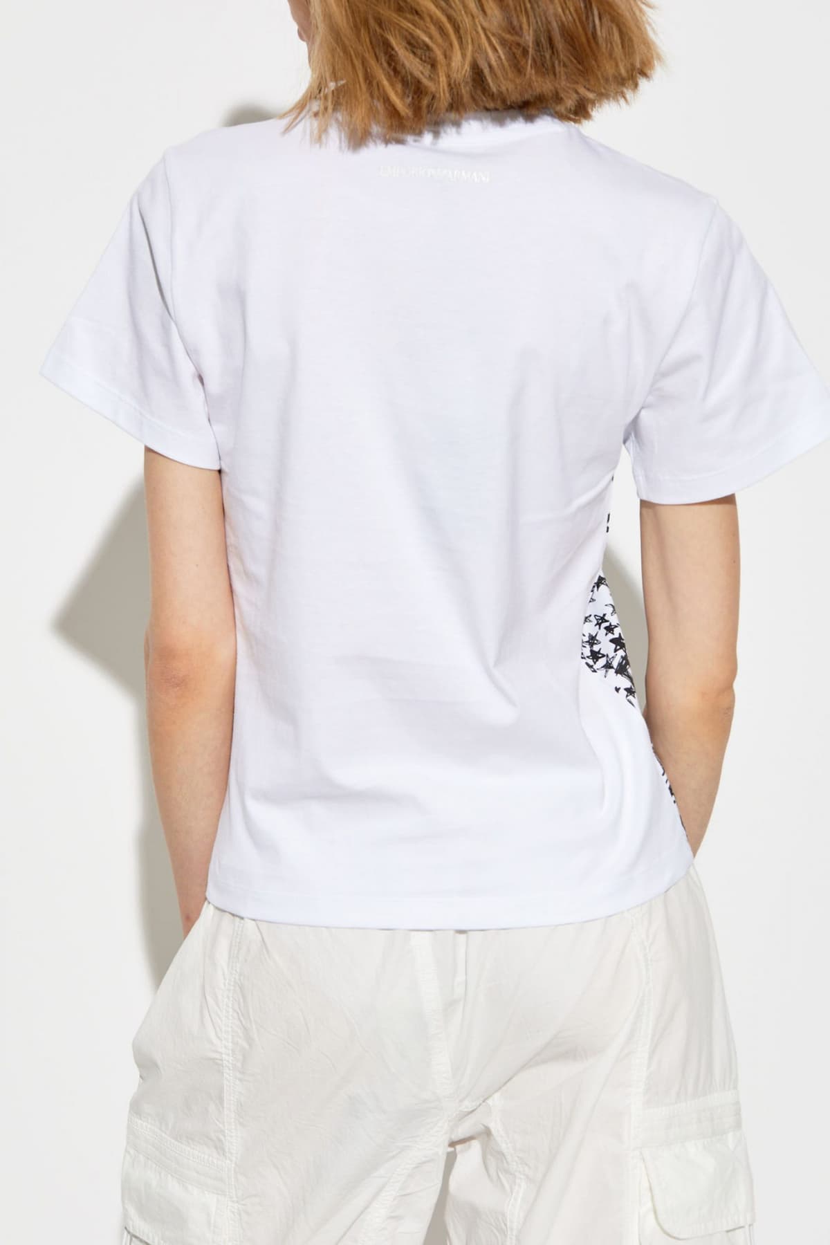 EMPORIO ARMANI T-SHIRT ΤΥΠΩΜΑ ΑΣΤΕΡΙΑ ΜΑΥΡΟ/ΛΕΥΚΟ