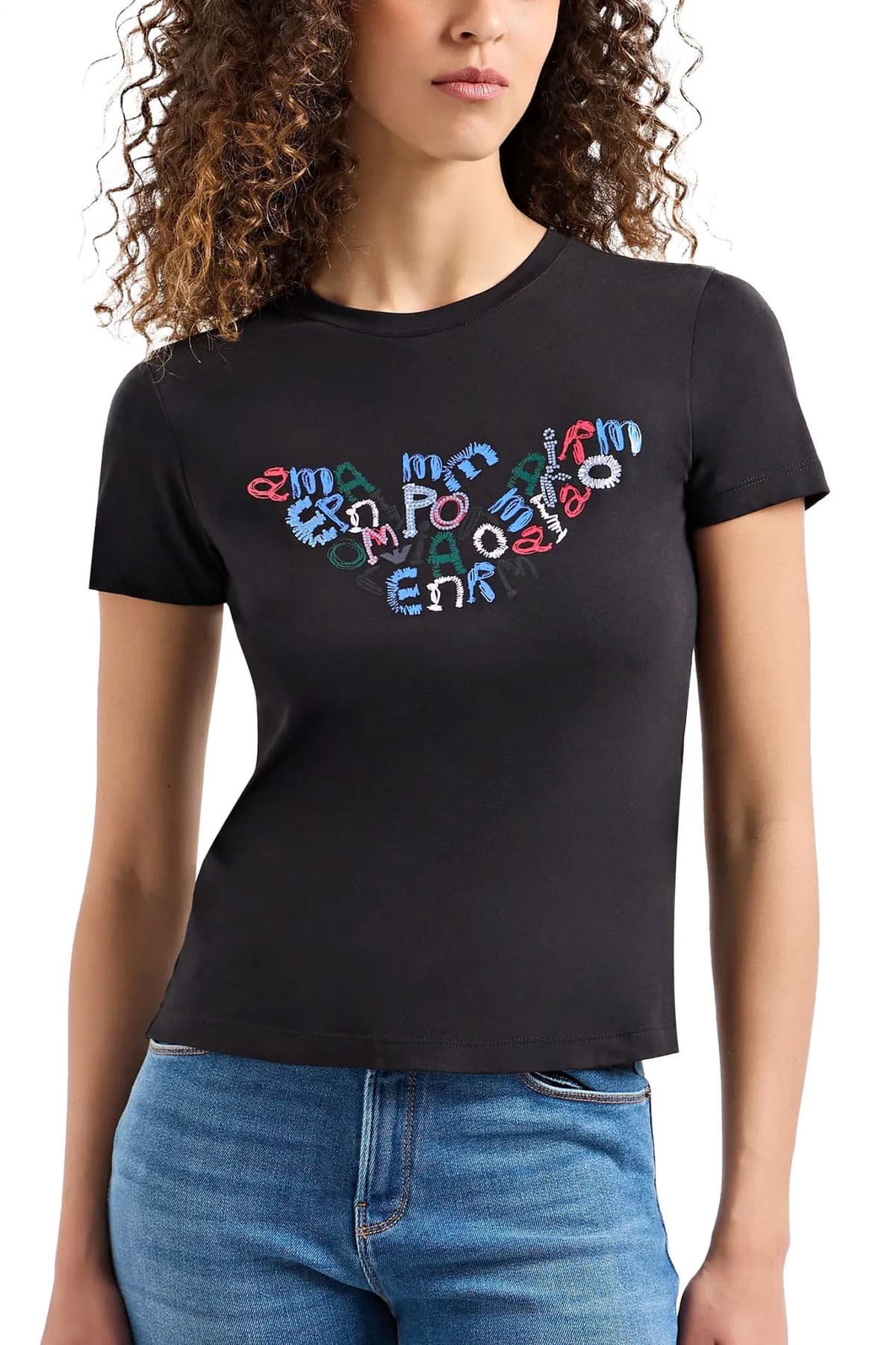 EMPORIO ARMANI T-SHIRT ΤΥΠΩΜΑ LOGO ΜΑΥΡΟ