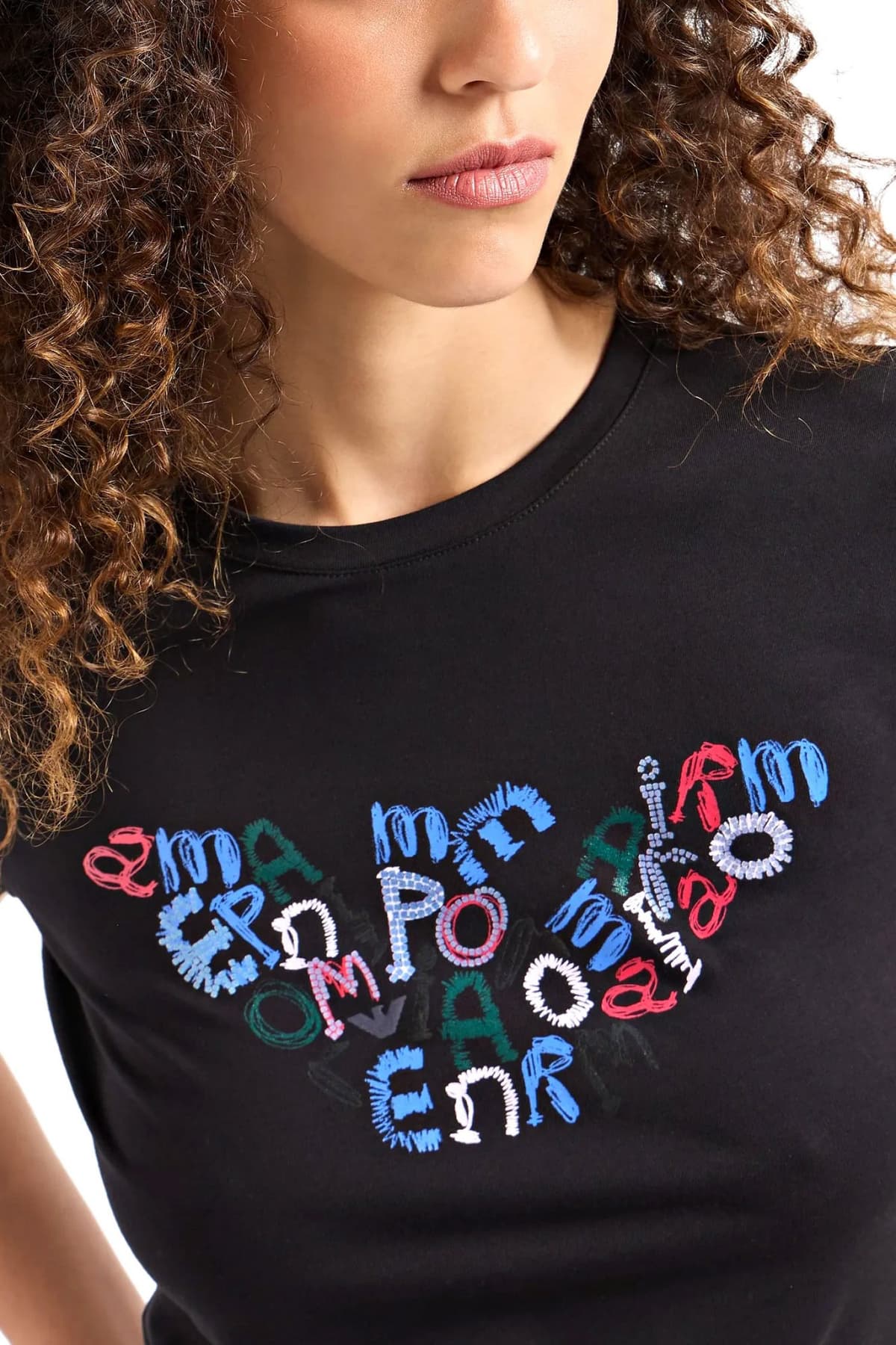 EMPORIO ARMANI T-SHIRT ΤΥΠΩΜΑ LOGO ΜΑΥΡΟ