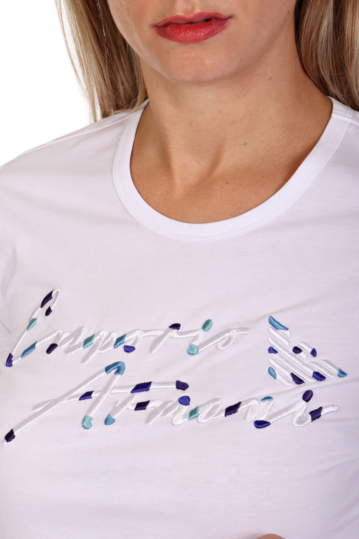 EMPORIO ARMANI T-SHIRT ΜΑΚΡΥ ΜΑΝΙΚΙ LOGO ΚΕΝΤΗΜΑ ΛΕΥΚΟ