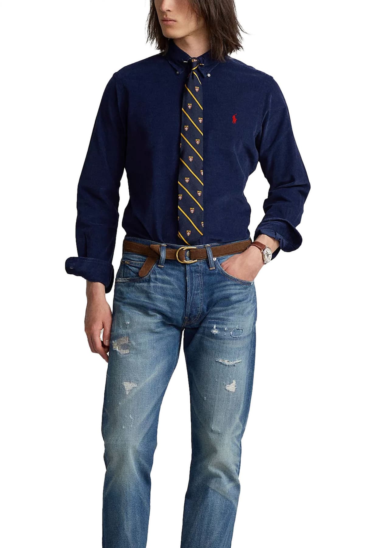 RALPH LAUREN ΠΟΥKΑΜΙΣΟ ΚΟΤΛΕ CUSTOM FIT LOGO ΜΠΛΕ