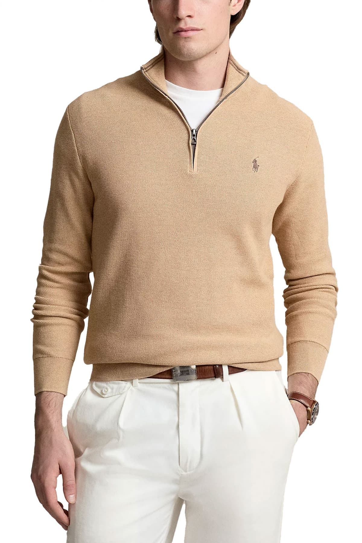 RALPH LAUREN ΑΝΔΡΙΚΟ ΠΛΕΚΤΟ HALFZIP LOGO ΜΠΕΖ