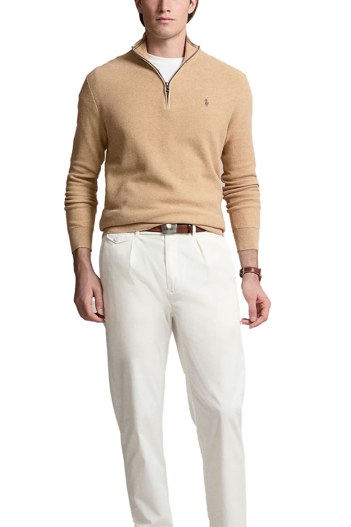 RALPH LAUREN ΑΝΔΡΙΚΟ ΠΛΕΚΤΟ HALFZIP LOGO ΜΠΕΖ