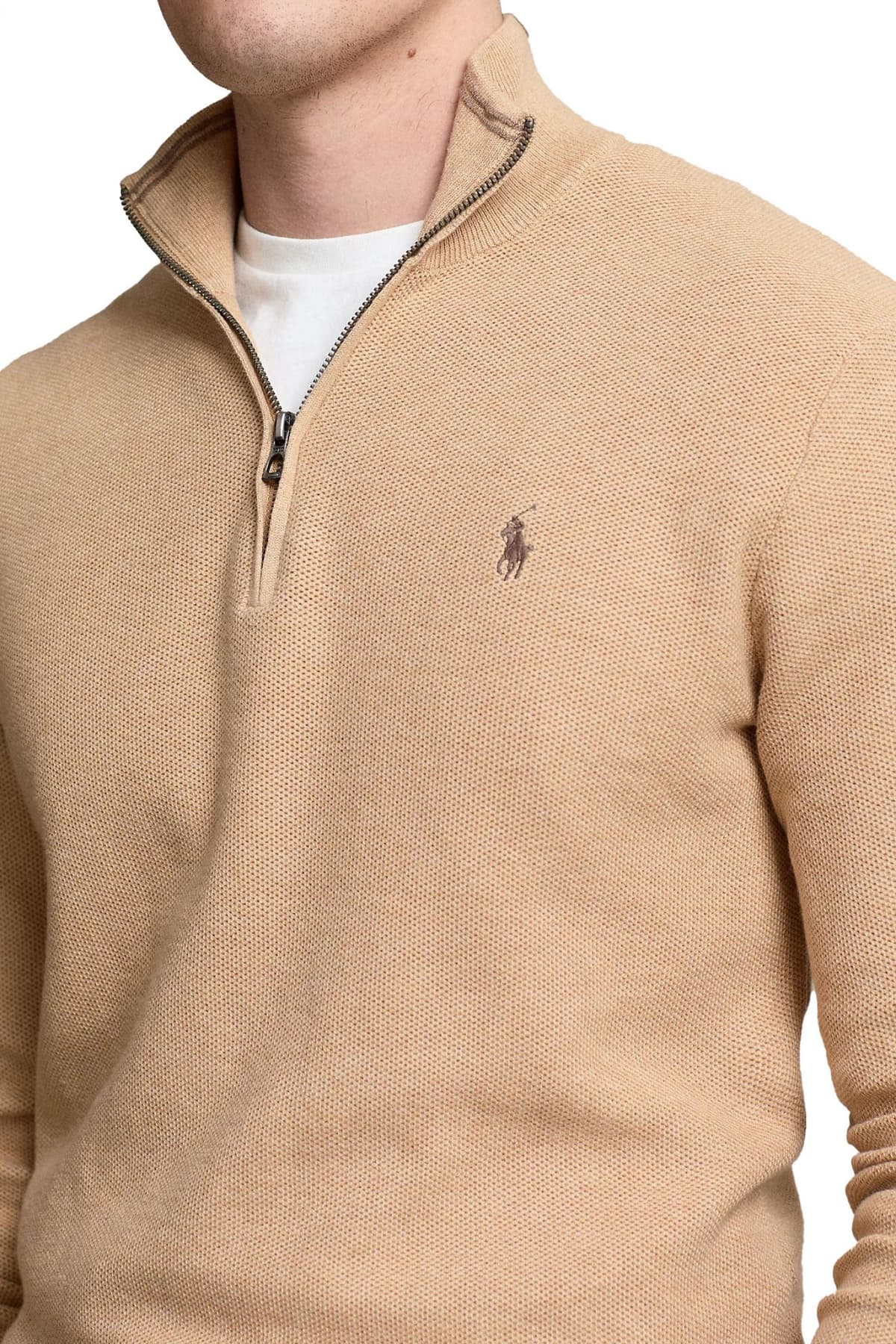 RALPH LAUREN ΑΝΔΡΙΚΟ ΠΛΕΚΤΟ HALFZIP LOGO ΜΠΕΖ