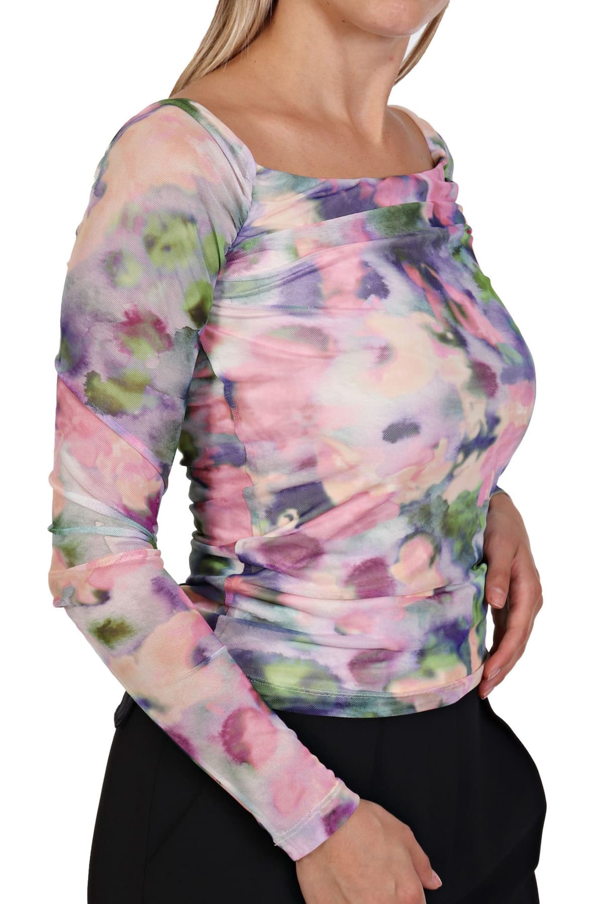 PATRIZIA PEPE ΜΠΛΟΥΖΑ ΕΞΩ ΩΜΟΥΣ ΤΟΥΛΙ ΕΛΑΣΤΙΚΟ ΕΜΠΡΙΜΕ ΡΟΖ