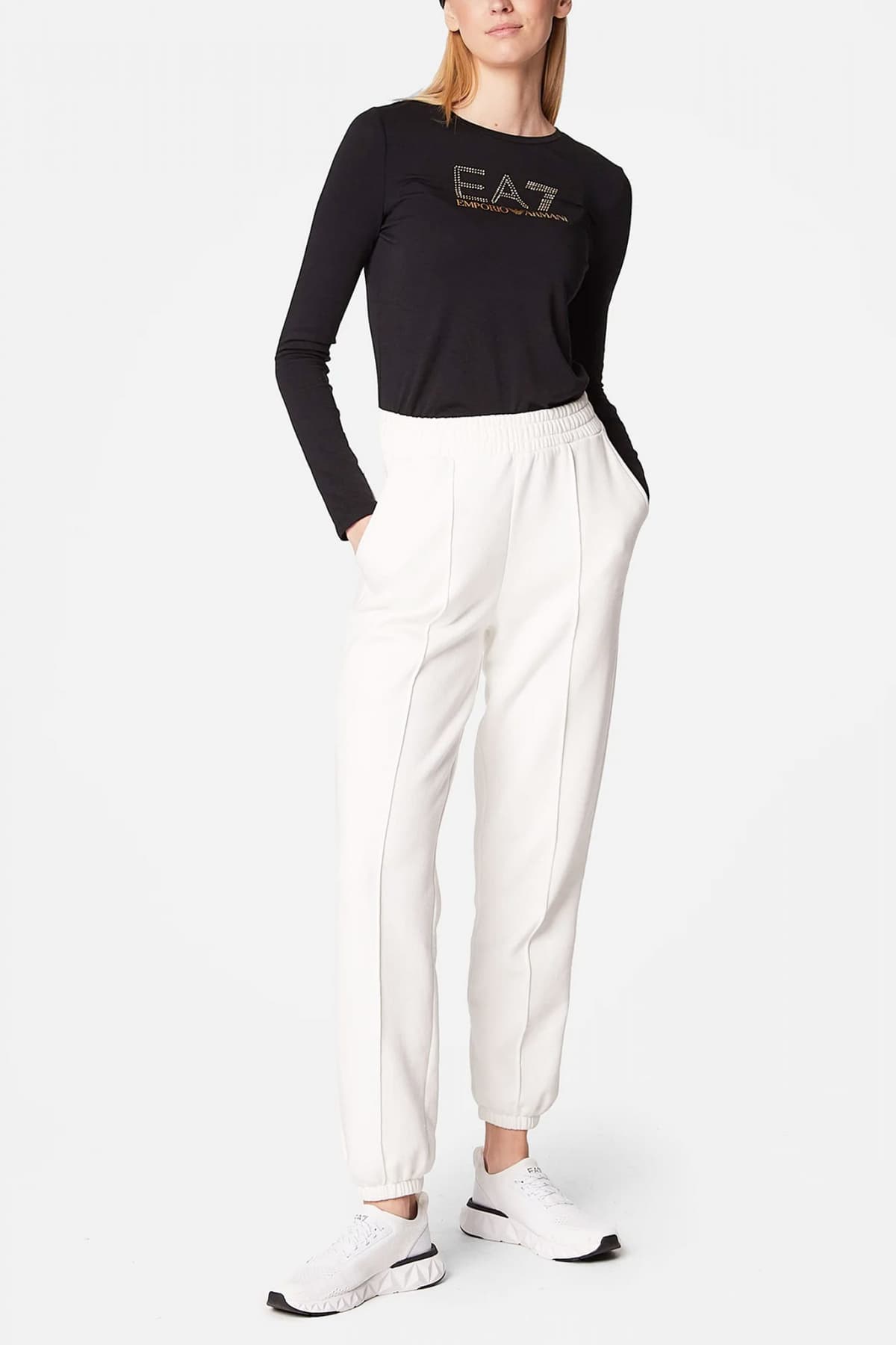 ARMANI 7 T-SHIRT LOGO STRASS ΜΑΥΡΟ