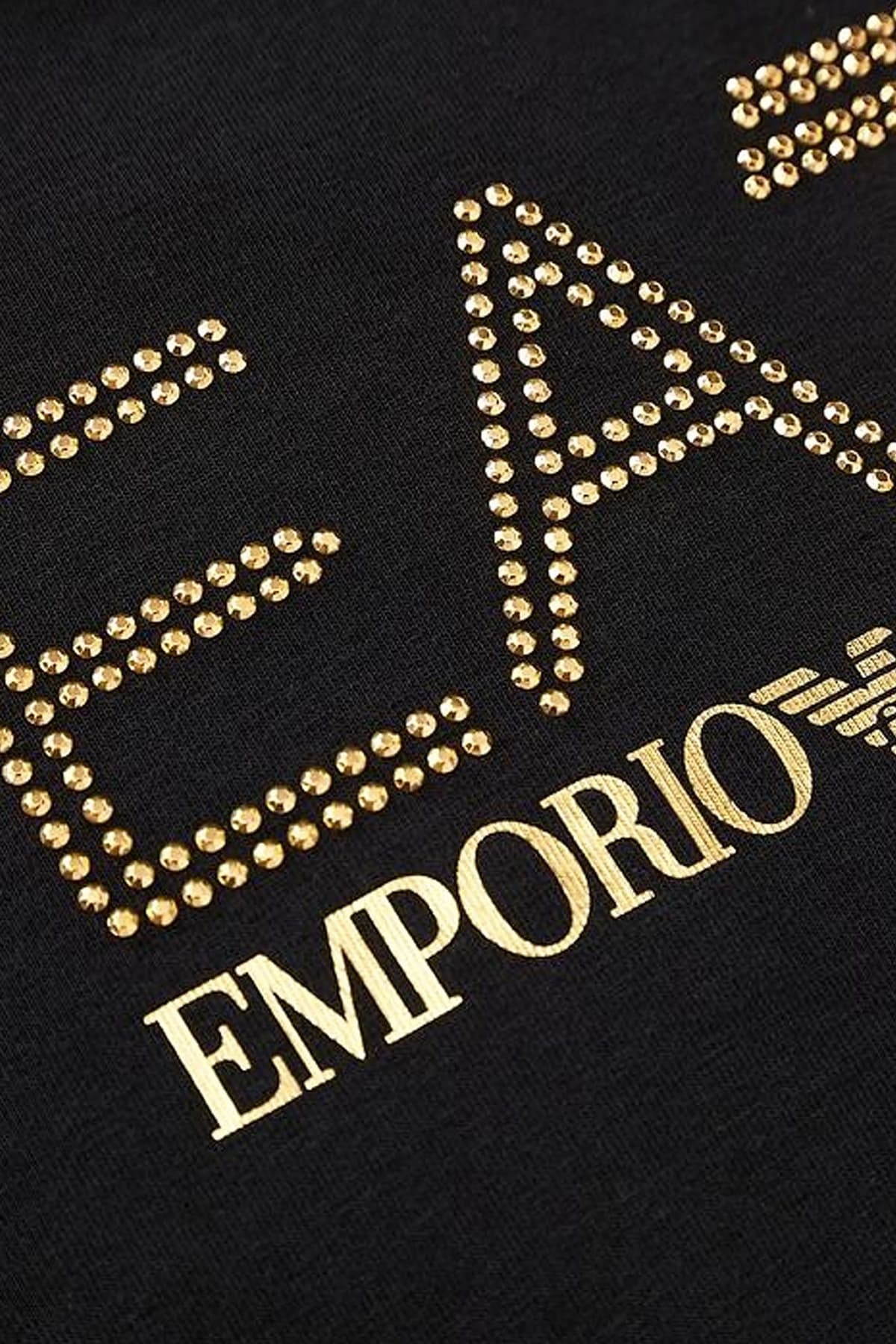 ARMANI 7 T-SHIRT LOGO STRASS ΜΑΥΡΟ