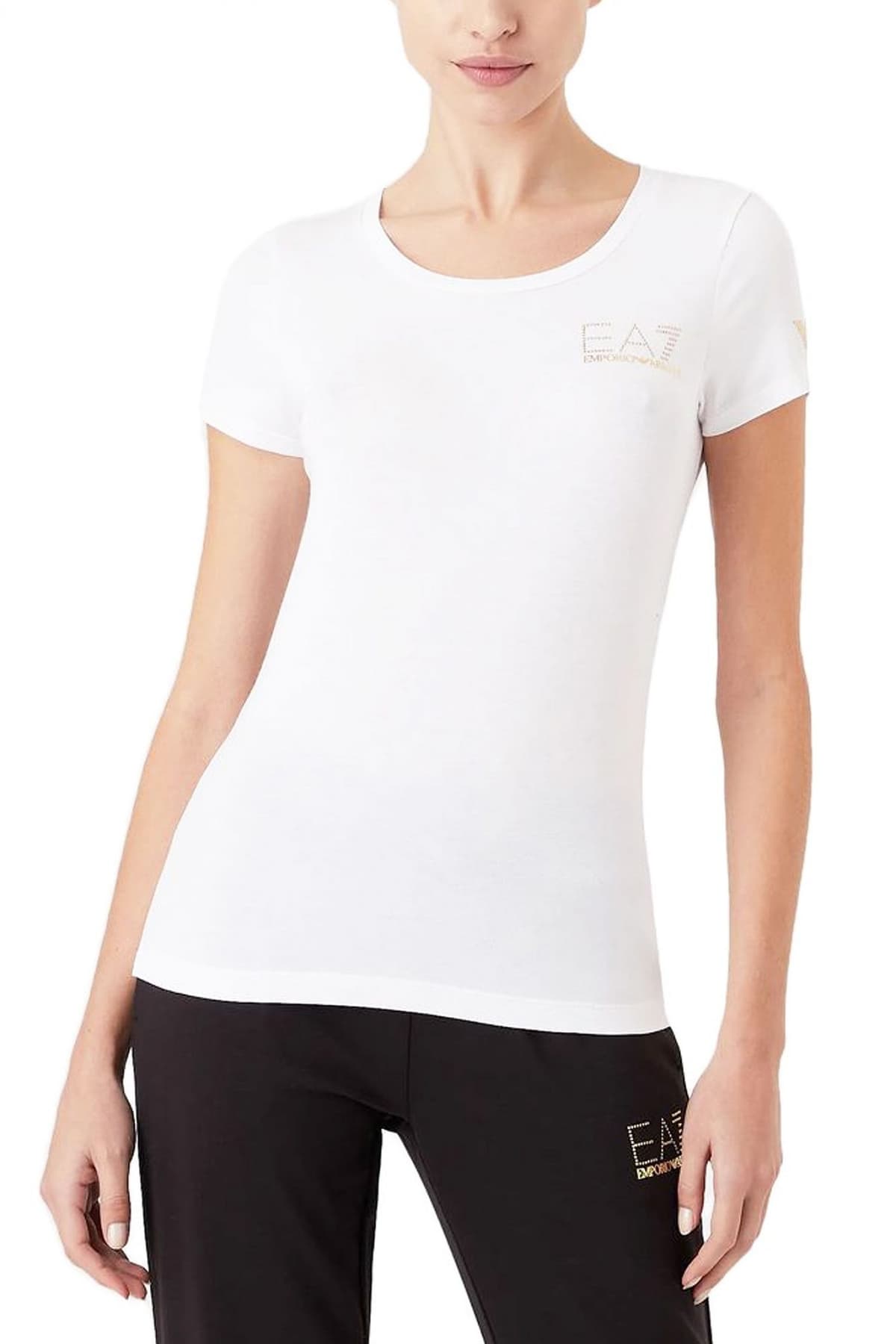 ARMANI 7 T-SHIRT ΛΑΙΜΟΚΟΨΗ LOGO ΛΕΥΚΟ