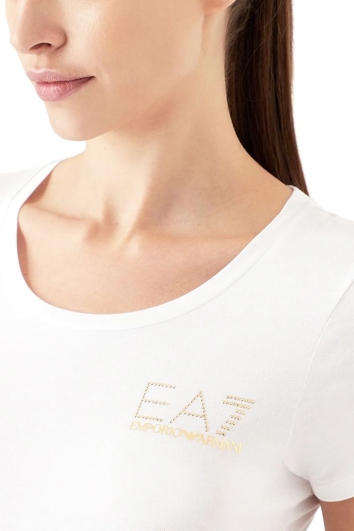 ARMANI 7 T-SHIRT ΛΑΙΜΟΚΟΨΗ LOGO ΛΕΥΚΟ