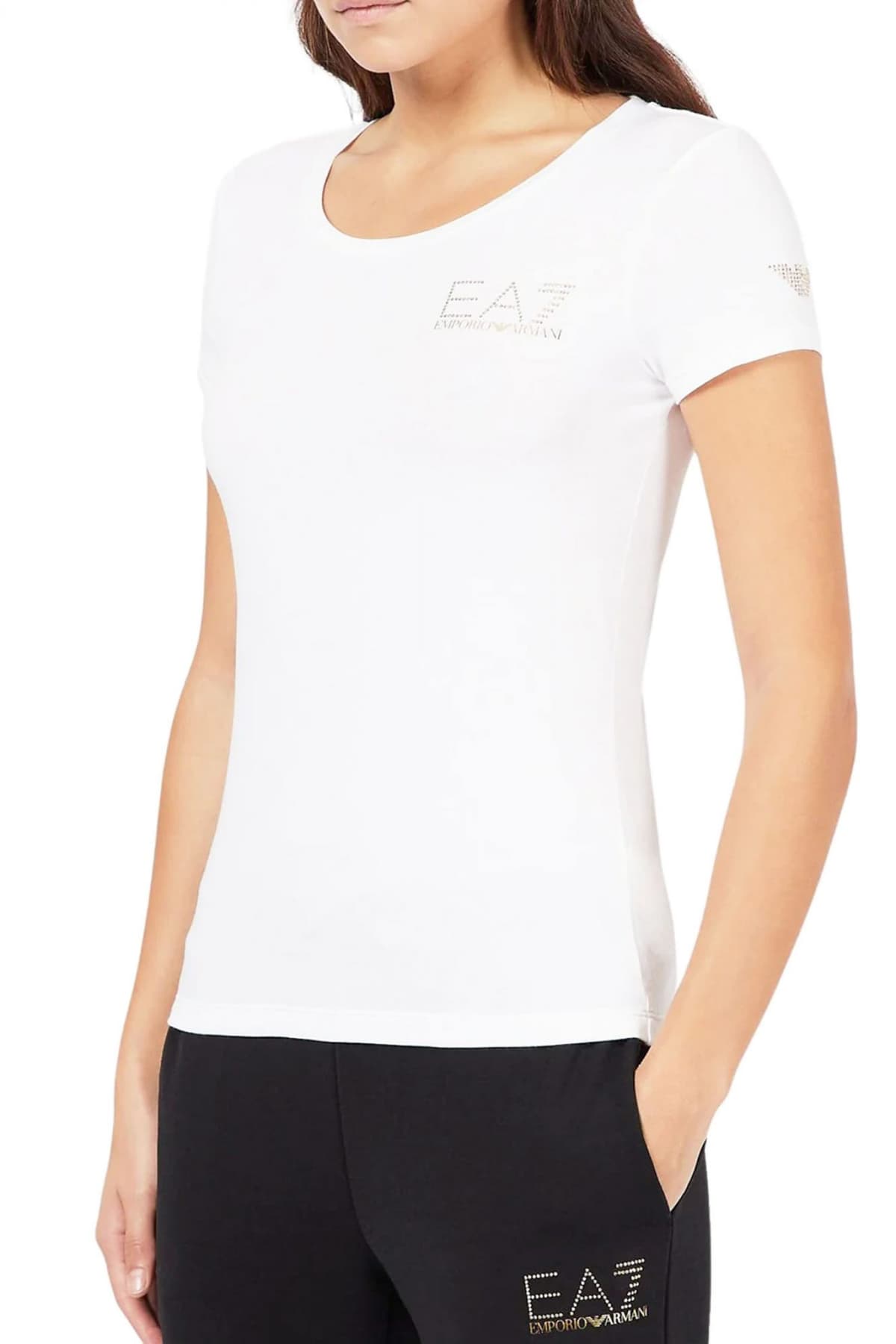 ARMANI 7 T-SHIRT ΛΑΙΜΟΚΟΨΗ LOGO ΛΕΥΚΟ