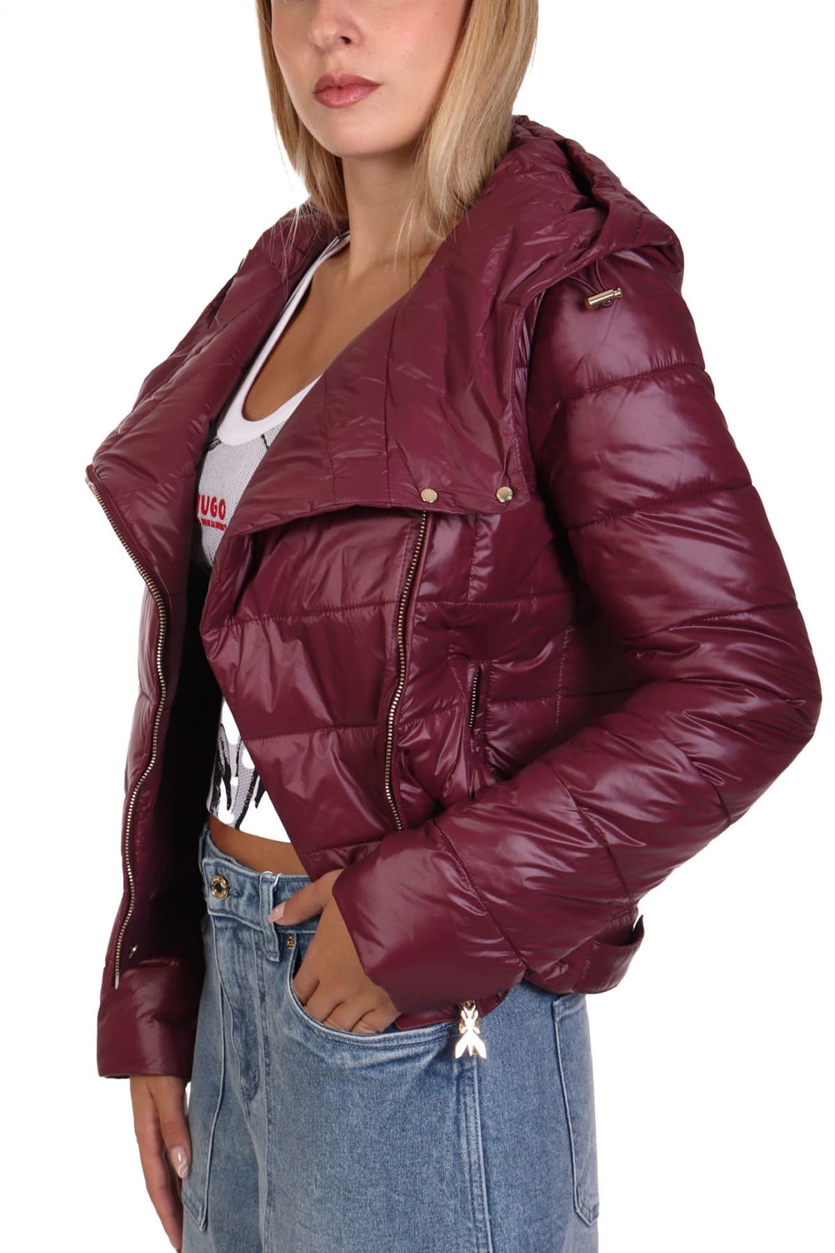 PATRIZIA PEPE ΜΠΟΥΦΑΝ ΦΟΥΣΚΩΤΟ ΚΑΠΙΤΟΝΕ ΛΟΞΟ ΚΟΥΜΠΩΜΑ ΜΠΟΡΝΤΩ