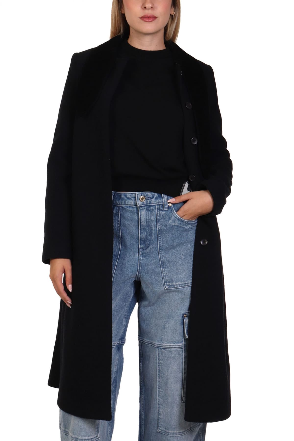 EMPORIO ARMANI ΠΑΛΤΟ ΚΟΥΜΠΙΑ ΔΙΑΓΩΝΑΛ ΓΙΑΚΑΣ ΓΡΑΒΑΤΑ ΜΑΥΡΟ