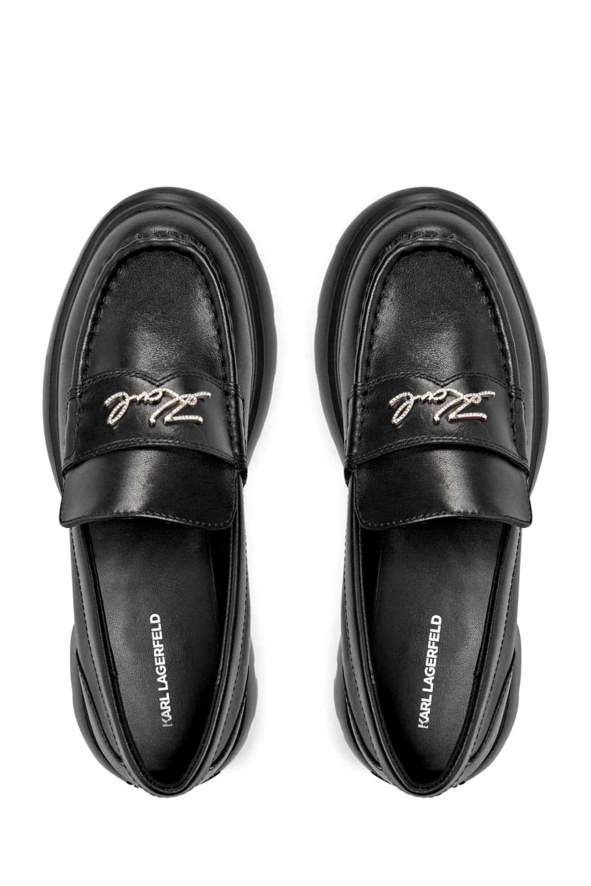 KARL LAGERFELD ΠΑΠΟΥΤΣΙΑ ΜΟΚΑΣΙΝΙΑ SIGNA RHINESTONE LFR LOGO ΜΑΥΡΟ