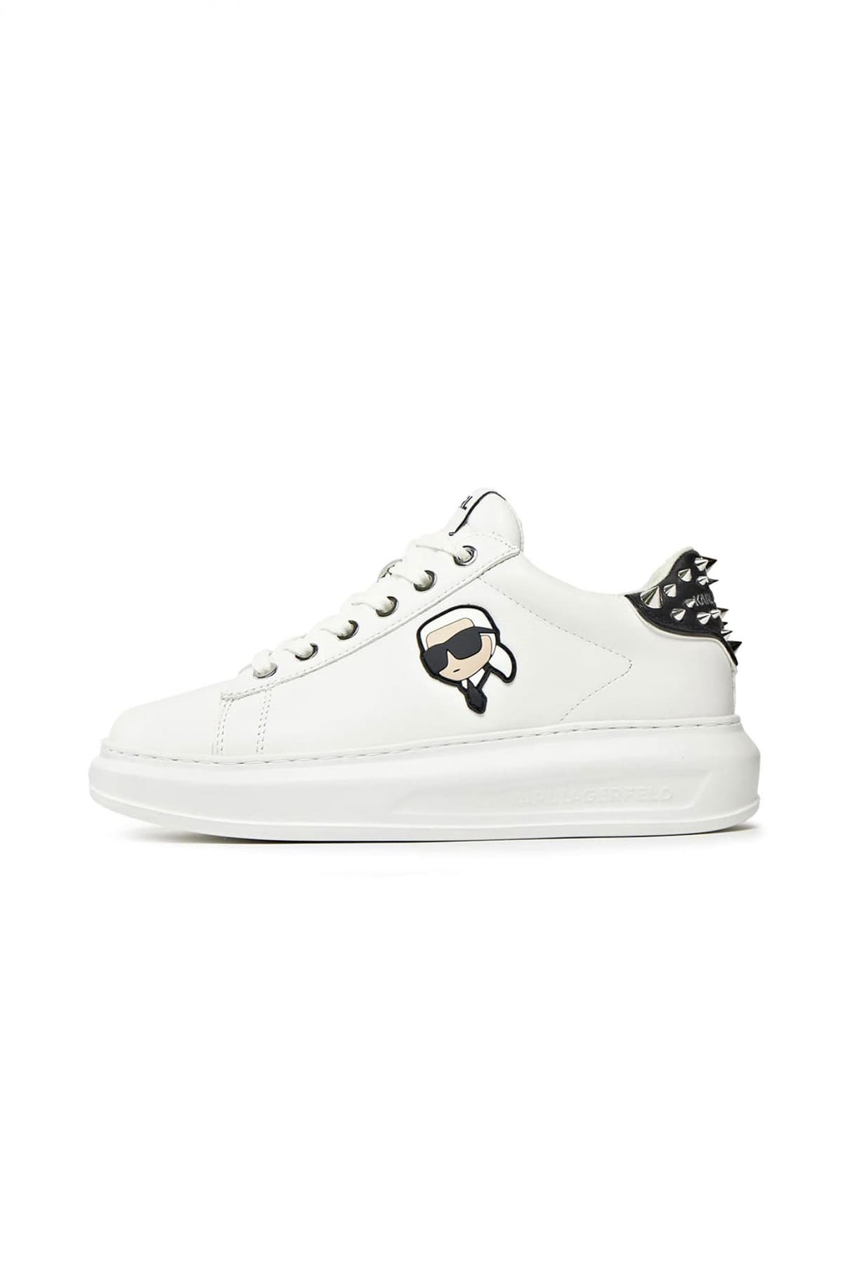 KARL LAGERFELD ΠΑΠΟΥΤΣΙΑ SNEAKERS NFT STUD TAB MΕΤΑΛΛΙΚΑ ΤΡΟΥΞ LOGO ΛΕΥΚΟ