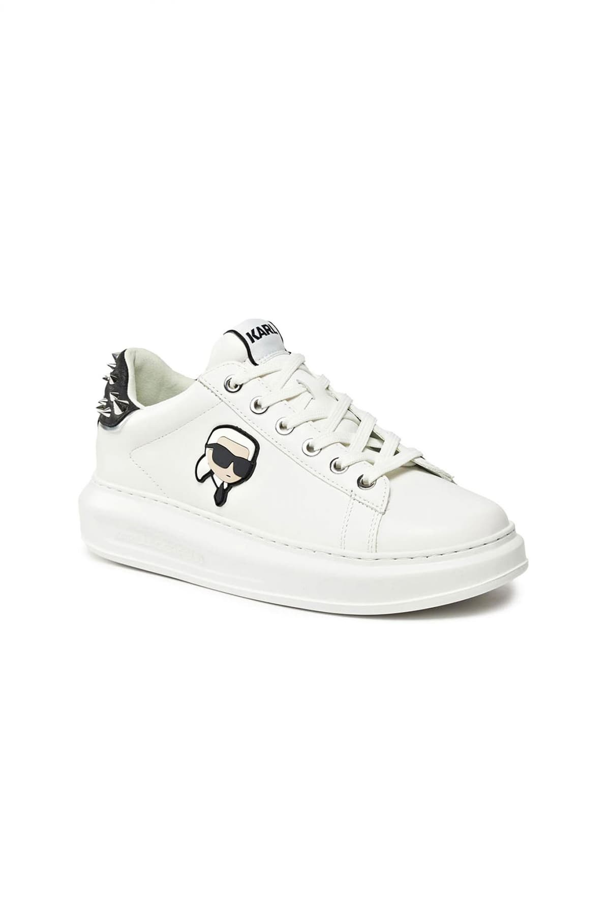 KARL LAGERFELD ΠΑΠΟΥΤΣΙΑ SNEAKERS NFT STUD TAB MΕΤΑΛΛΙΚΑ ΤΡΟΥΞ LOGO ΛΕΥΚΟ
