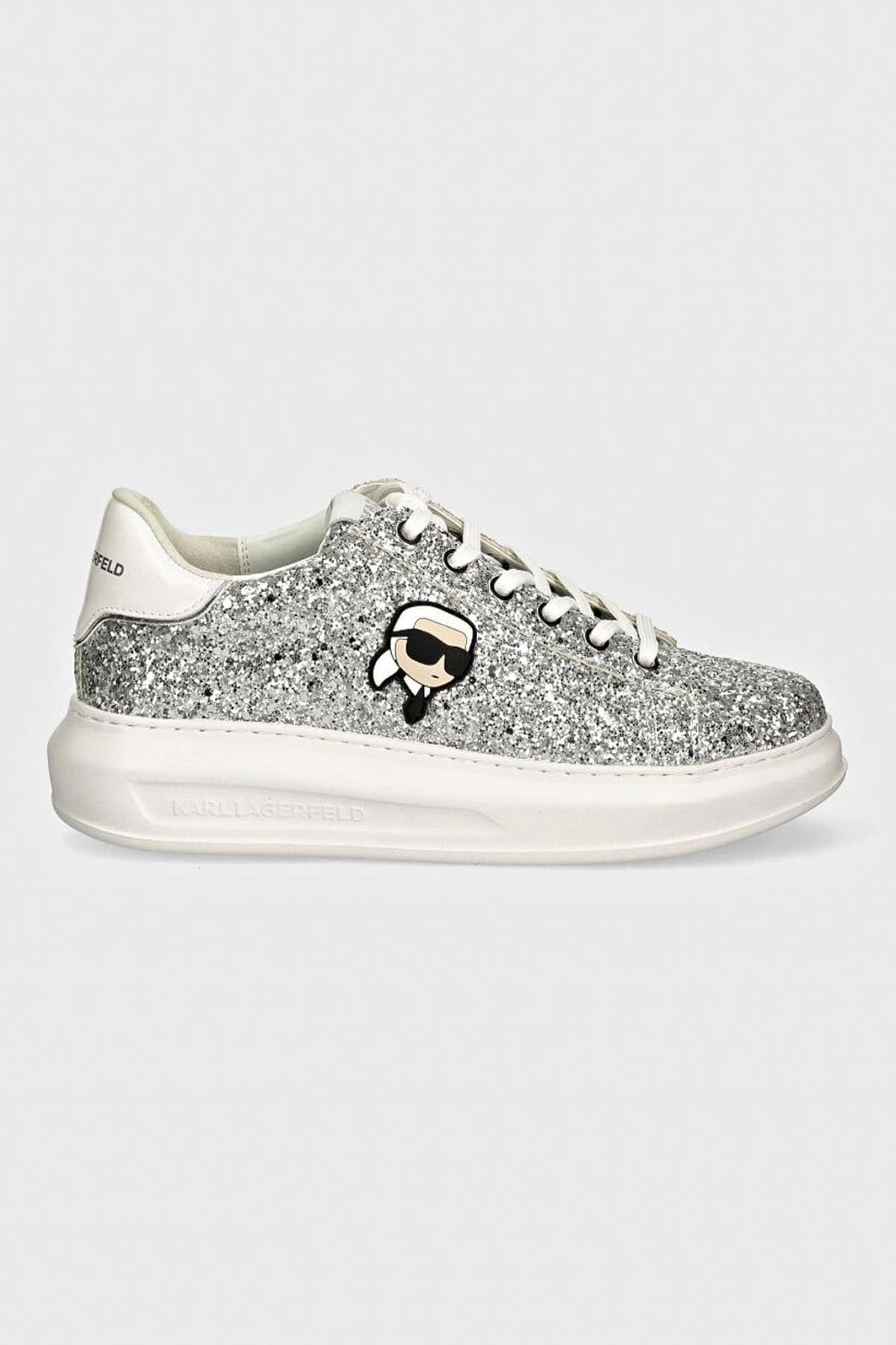 KARL LAGERFELD ΠΑΠΟΥΤΣΙΑ SNEAKERS NFT LO LACE ΜΕΤΑΛΛΙKO GLITTER LOGO ΑΣΗΜΙ