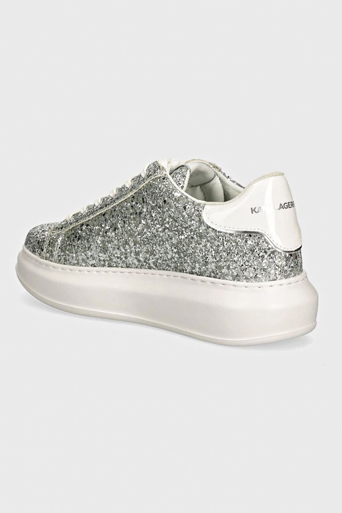 KARL LAGERFELD ΠΑΠΟΥΤΣΙΑ SNEAKERS NFT LO LACE ΜΕΤΑΛΛΙKO GLITTER LOGO ΑΣΗΜΙ
