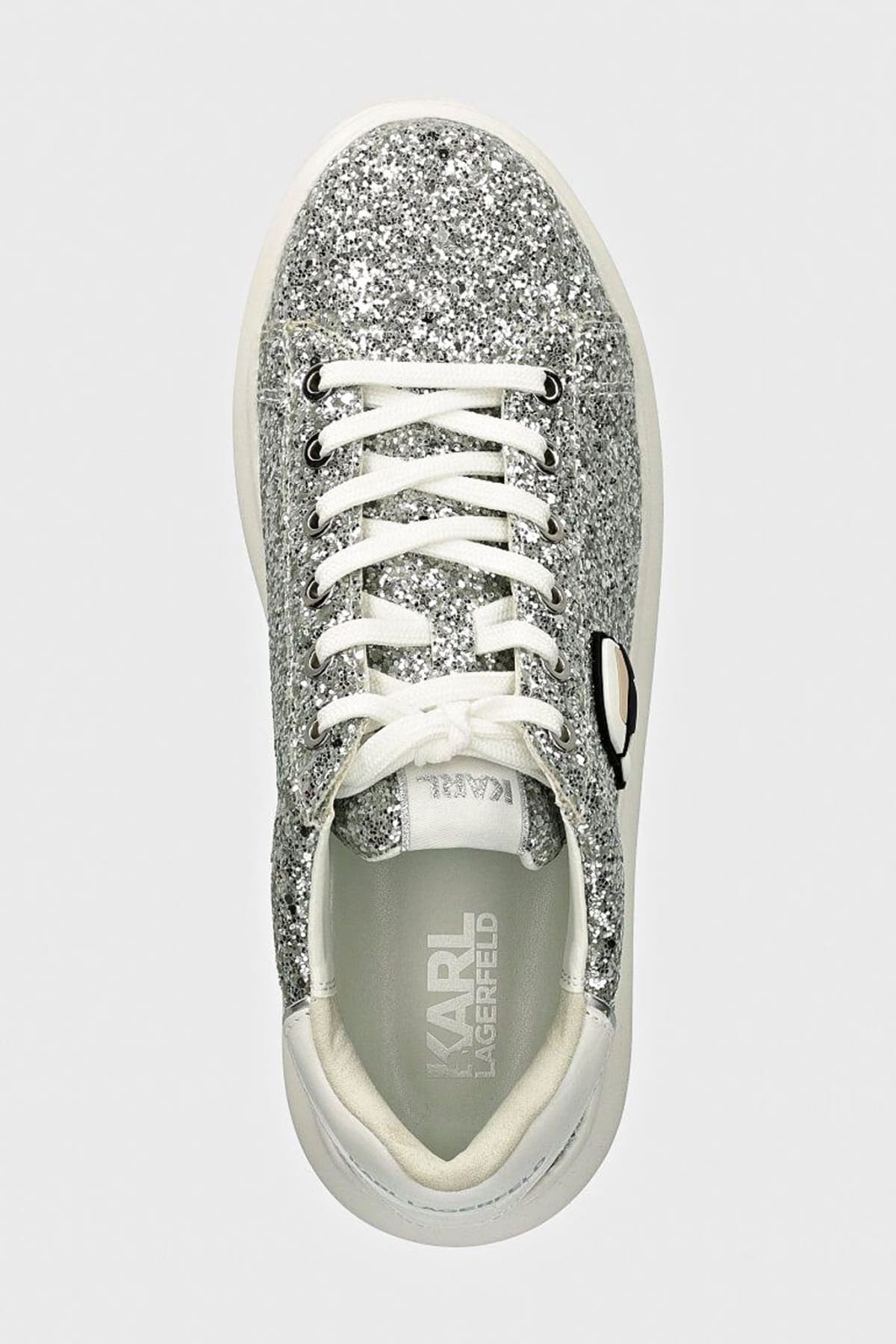 KARL LAGERFELD ΠΑΠΟΥΤΣΙΑ SNEAKERS NFT LO LACE ΜΕΤΑΛΛΙKO GLITTER LOGO ΑΣΗΜΙ