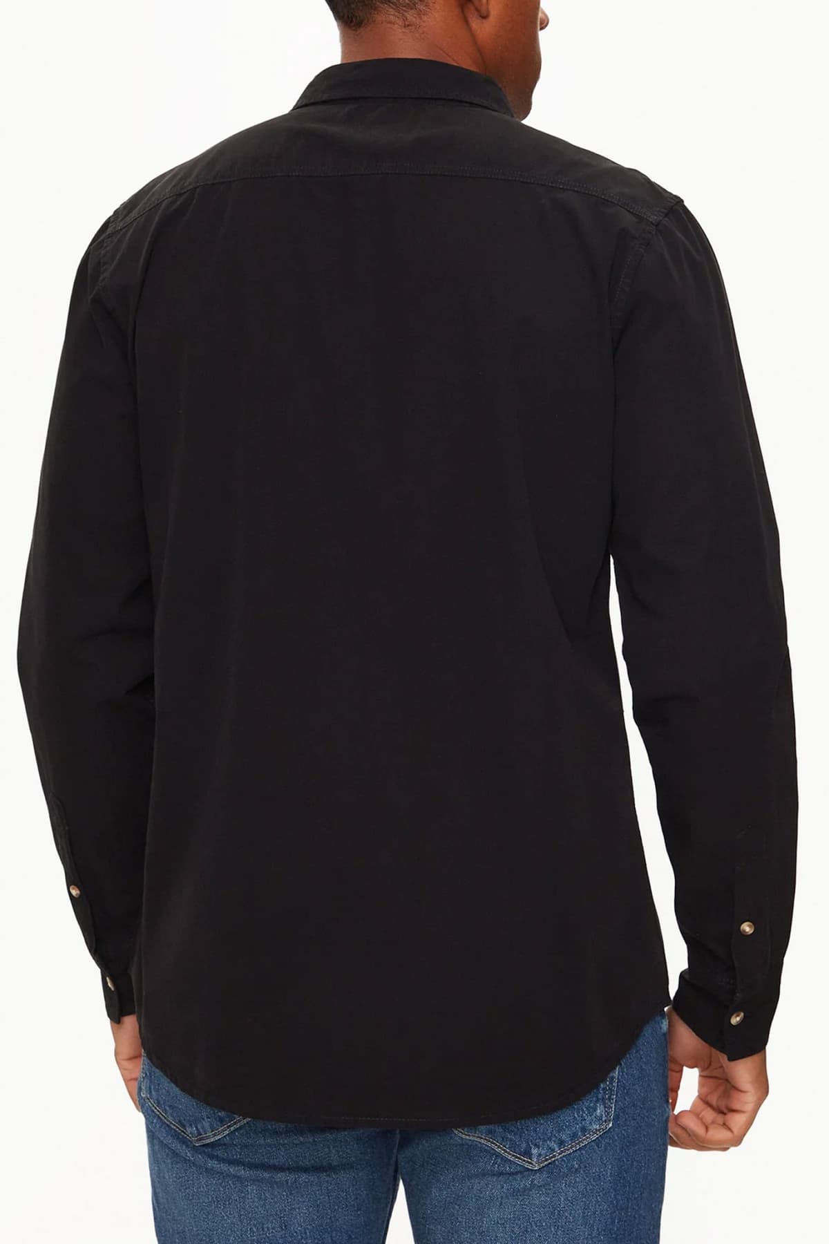 GUESS JEANS ΠΟΥΚΑΜΙΣΟ SLIM FIT LOGO ΜΑΥΡΟ