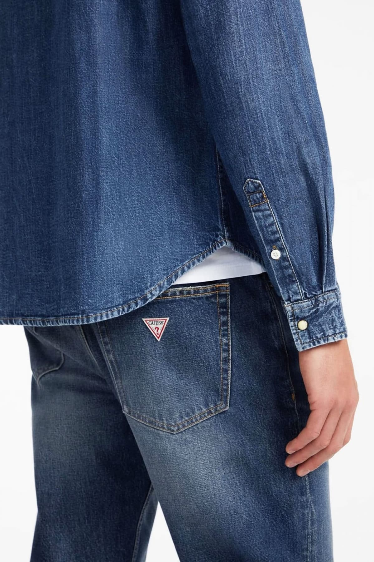 GUESS JEANS ΠΟΥΚΑΜΙΣΟ JEANS SLIM FIT ΜΠΛΕ