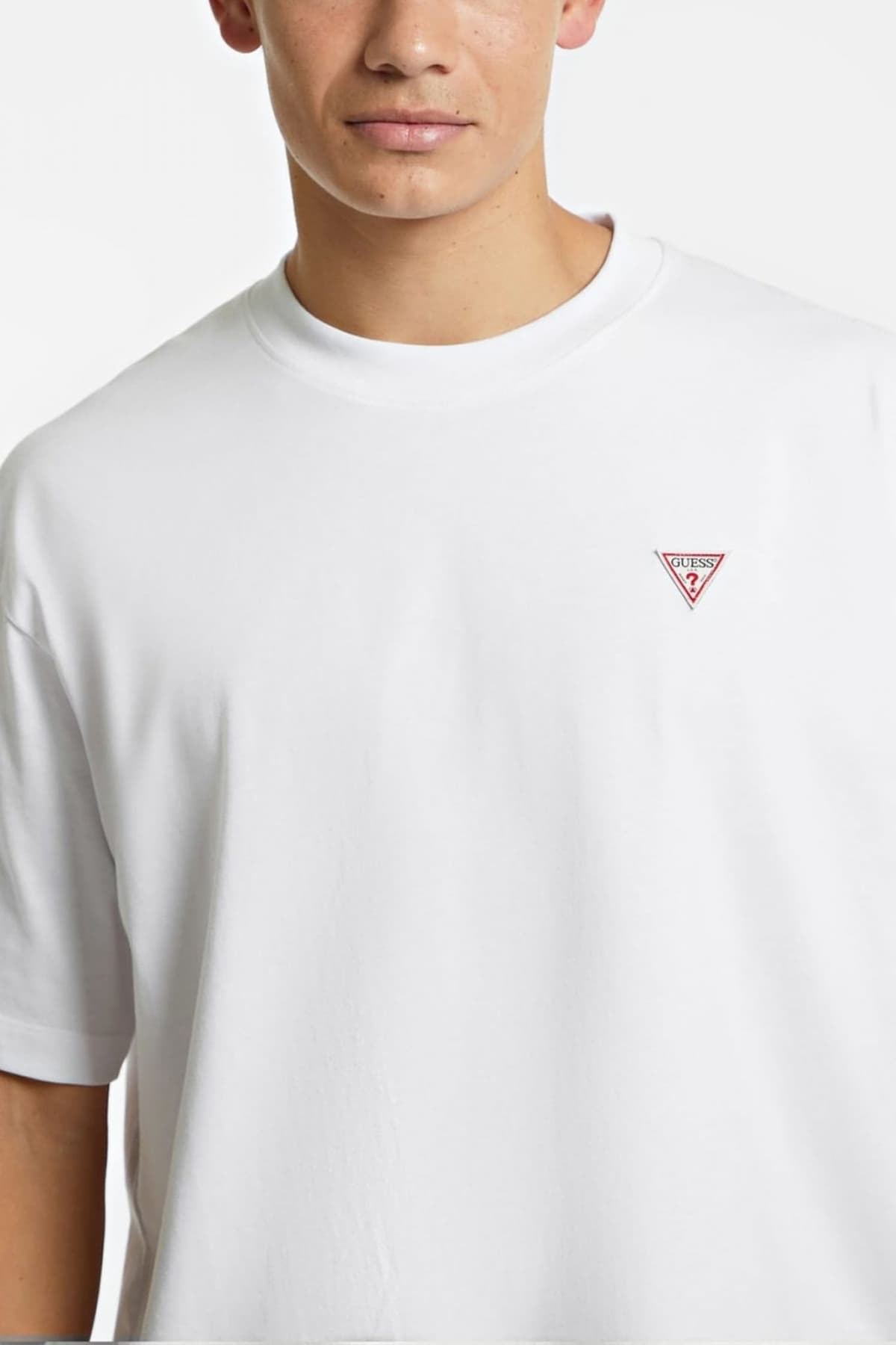 GUESS JEANS GJ SS CN OS MINI TRIANGLE TEE ΜΠΛΟΥΖΑ ΑΝΔΡΙΚΟ M4YI46K8FQ4-G011 White