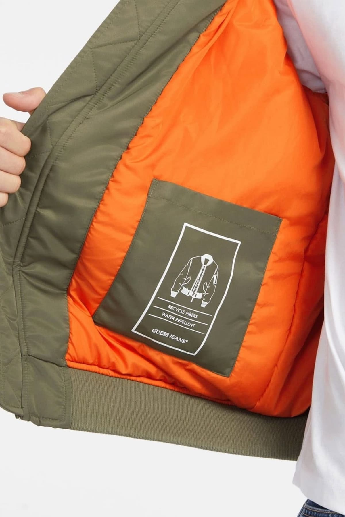 GUESS JEANS ΜΠΟΥΦΑΝ BOMBER ΧΑΚΙ