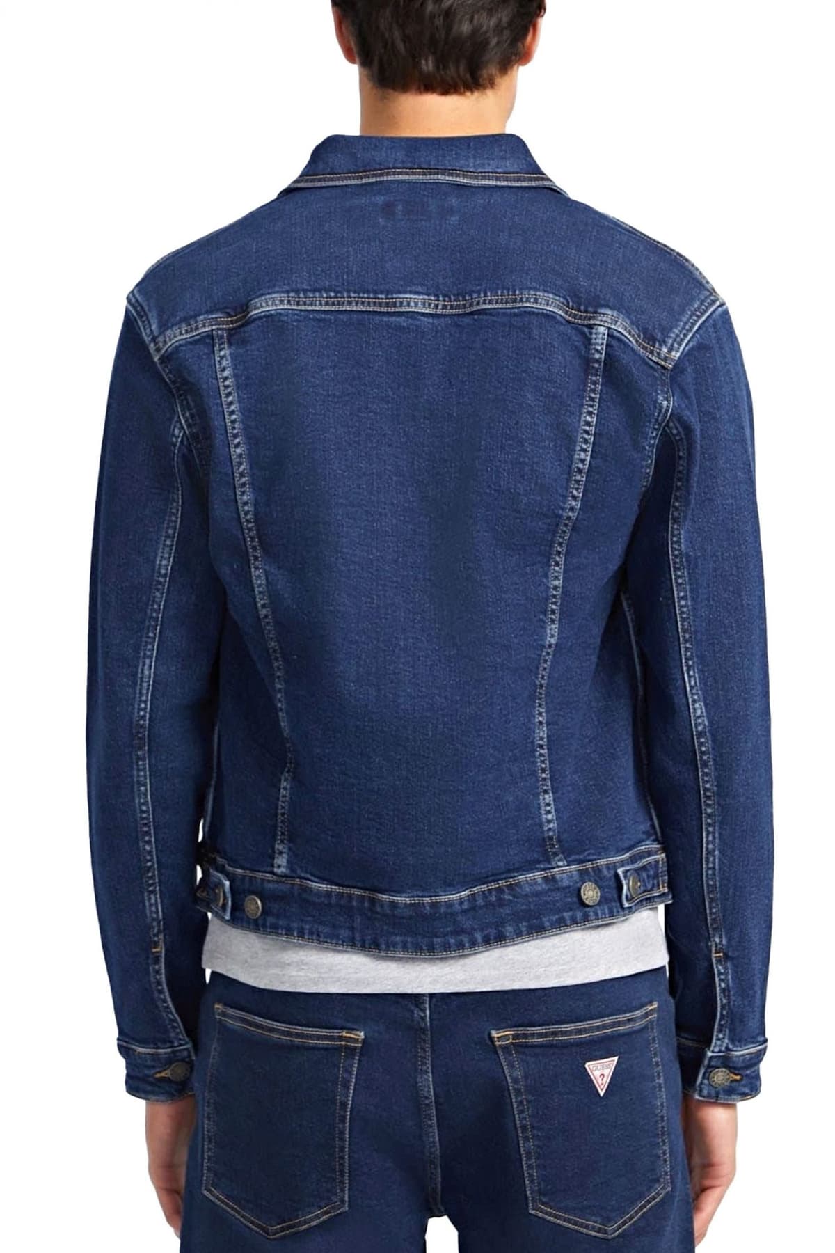 GUESS JEANS ΜΠΟΥΦΑΝ JACKET JEANS REGULAR FIT ΣΚΟΥΡΟ ΜΠΛΕ