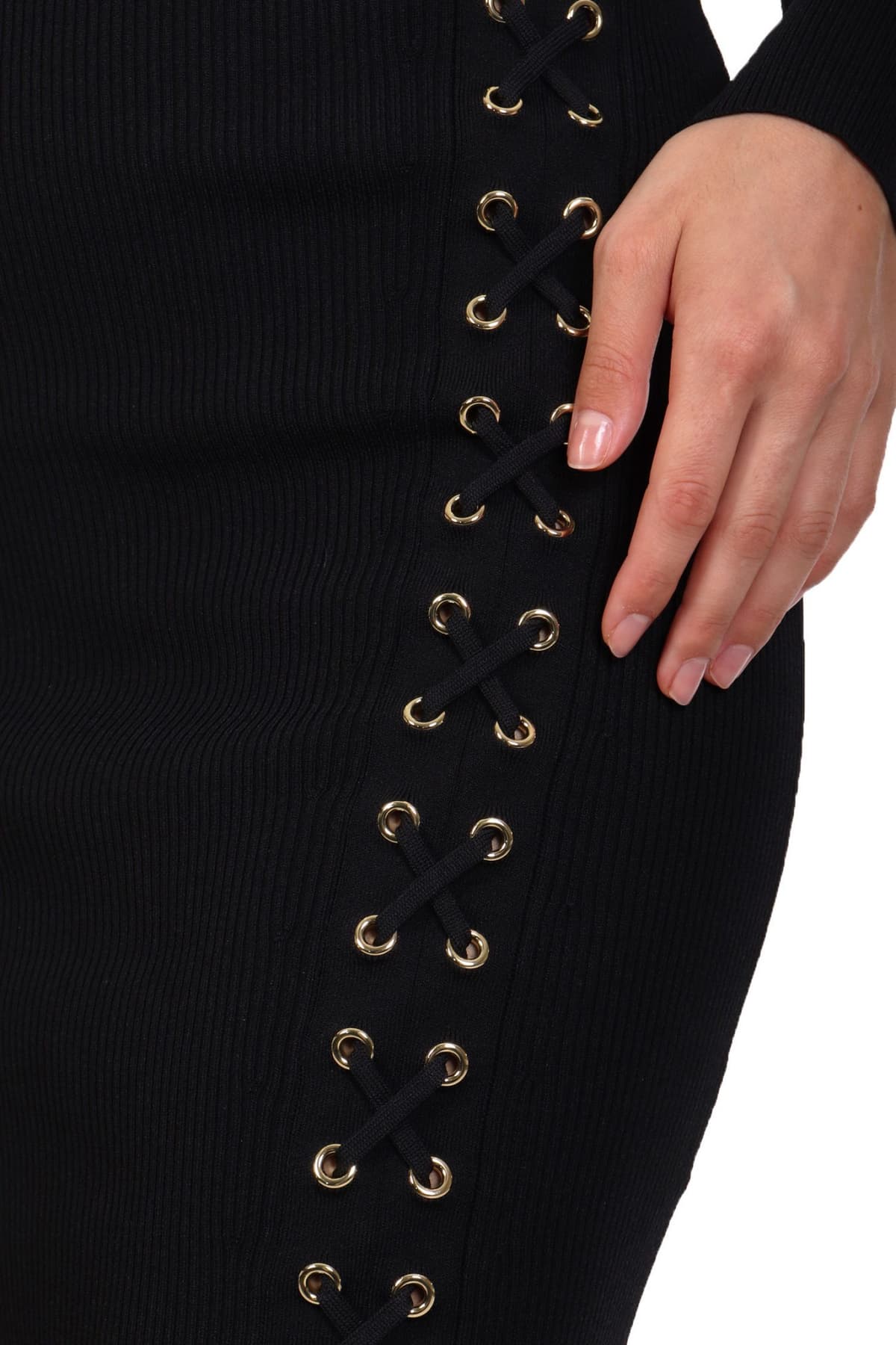 MICHAEL KORS ΦΟΡΕΜΑ MIDI ΡΙΜΠ ΛΕΠΤΟΜΕΡΕΙΕΣ ΜΑΥΡO