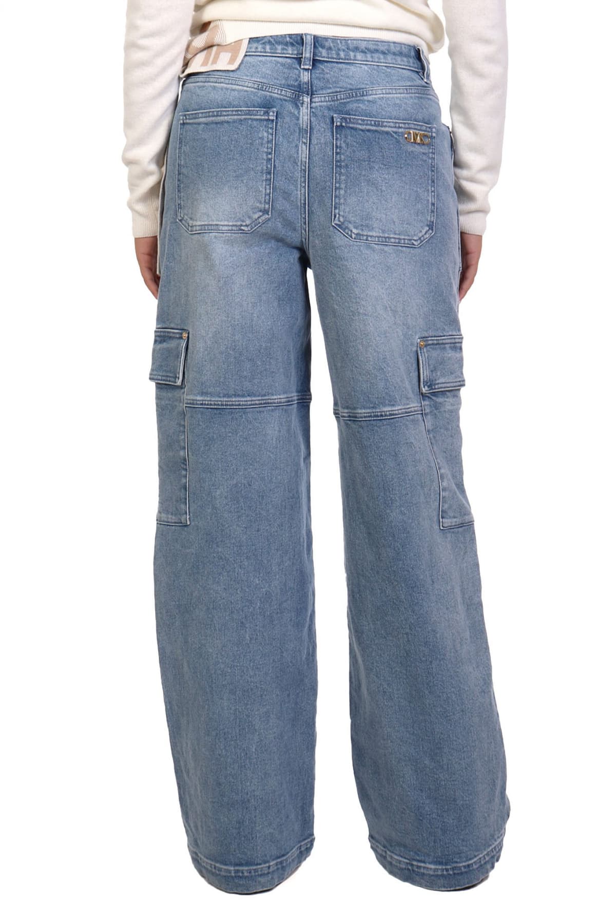 MICHAEL KORS ΠΑΝΤΕΛΟΝΙ JEANS WIDE CARGO MID-RISE STRETCH ΜΠΛΕ
