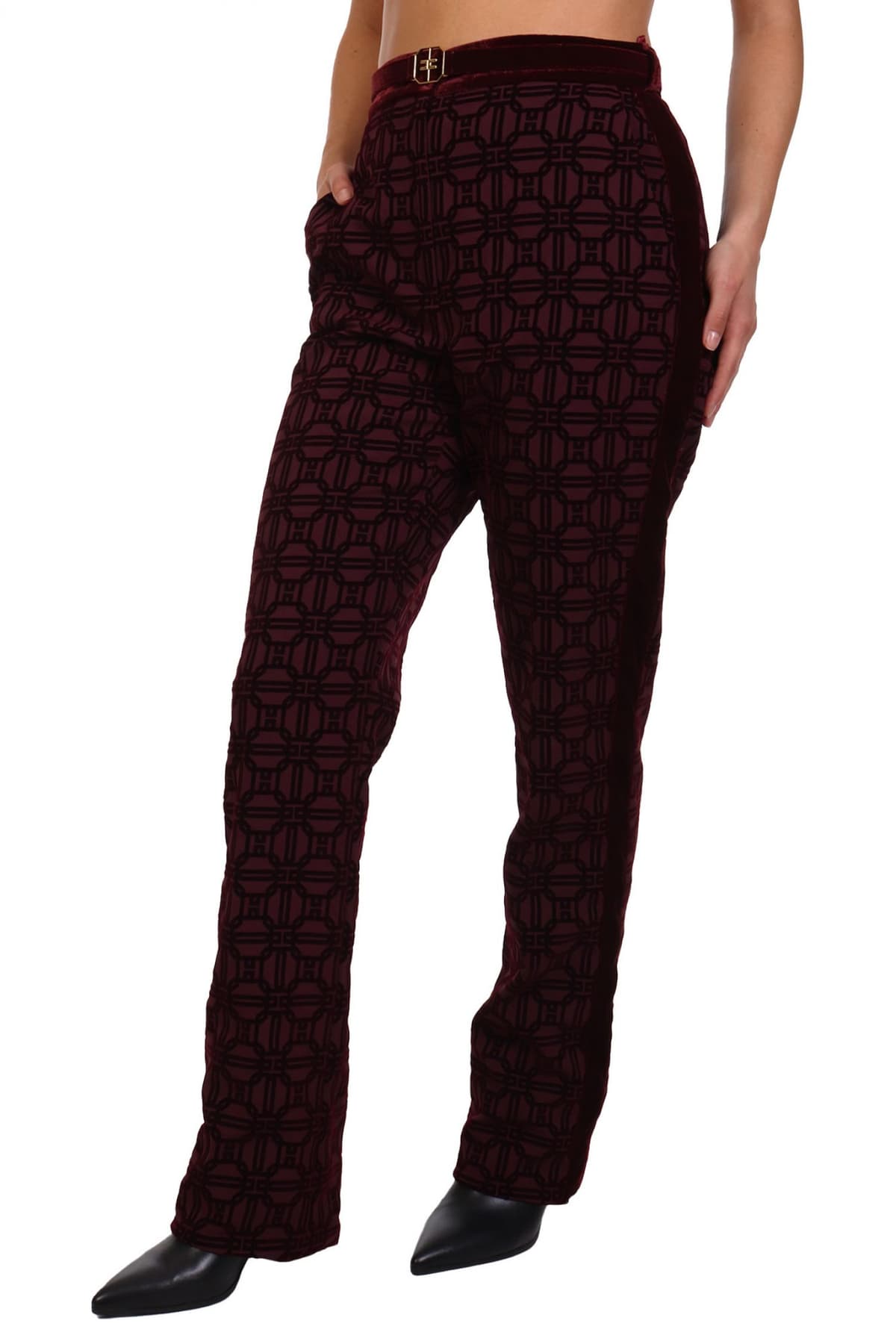 ELISABETTA FRANCHI ΠΑΝΤΕΛΟΝΙ REGULAR FIT ΑΝΑΓΛΥΦΟ ΣΧΕΔΙΟ ΜΠΟΡΝΤΩ