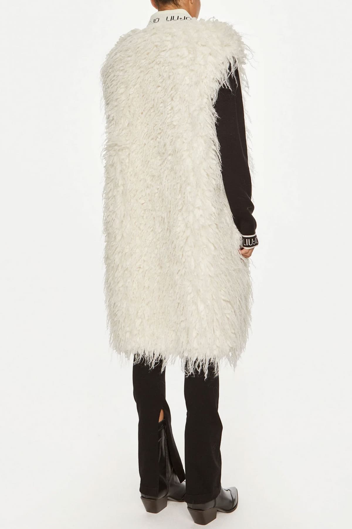 LIU JO ΓΙΛΕΚΟ FAUX FUR ΜΑΚΡΥ ΓΙΑΚΑΣ LOGO ΛΕΥΚΟ