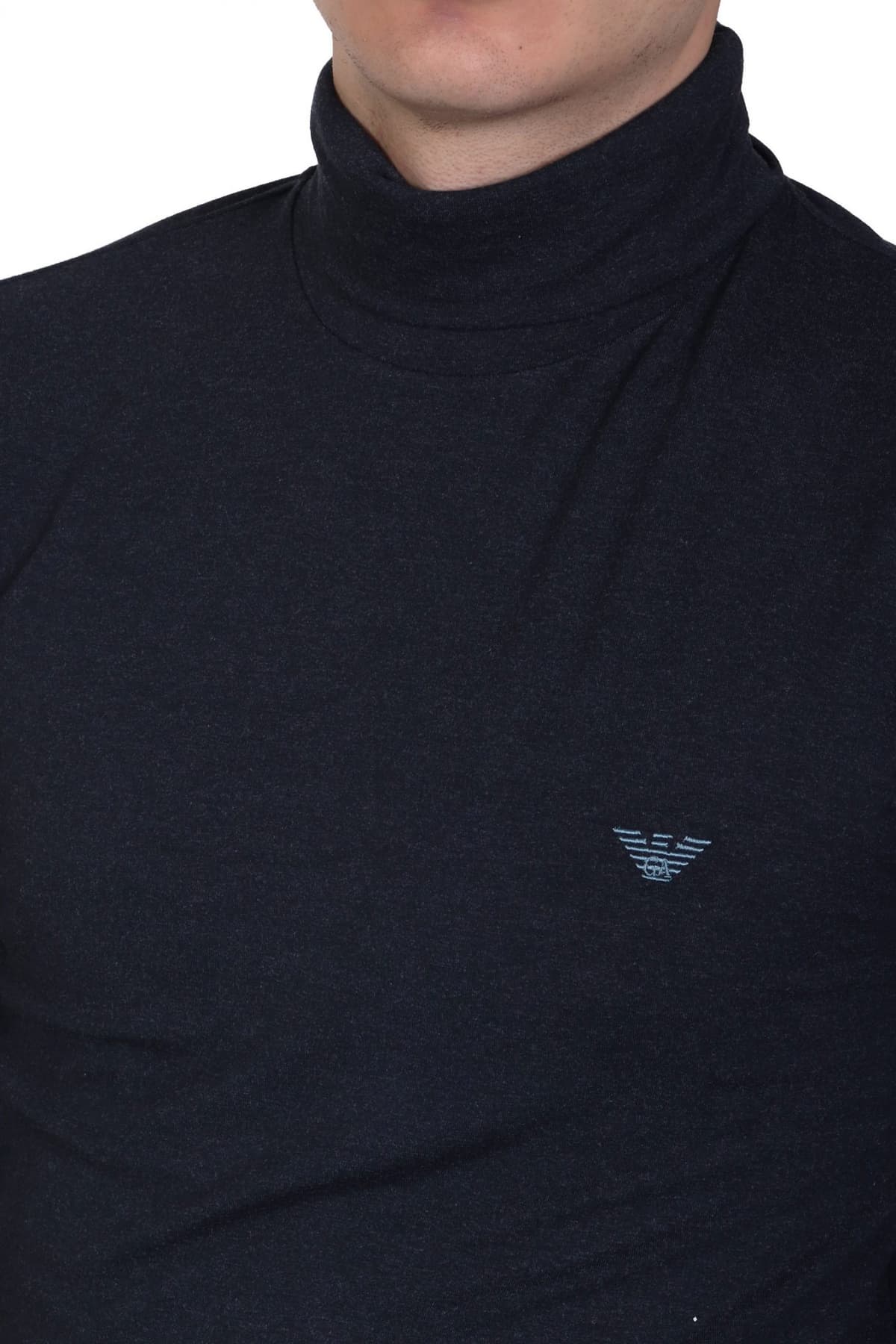 EMPORIO ARMANI T-SHIRT TURTLENECK LOGO ΜΠΛΕ