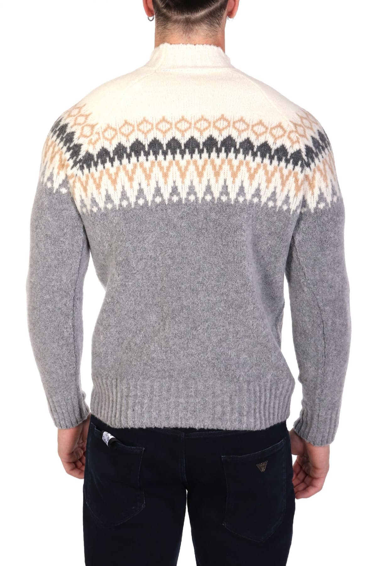 GRAN SASSO ΠΛΕΚΤΟ CREW NECK MULTI ΕΚΡΟΥ