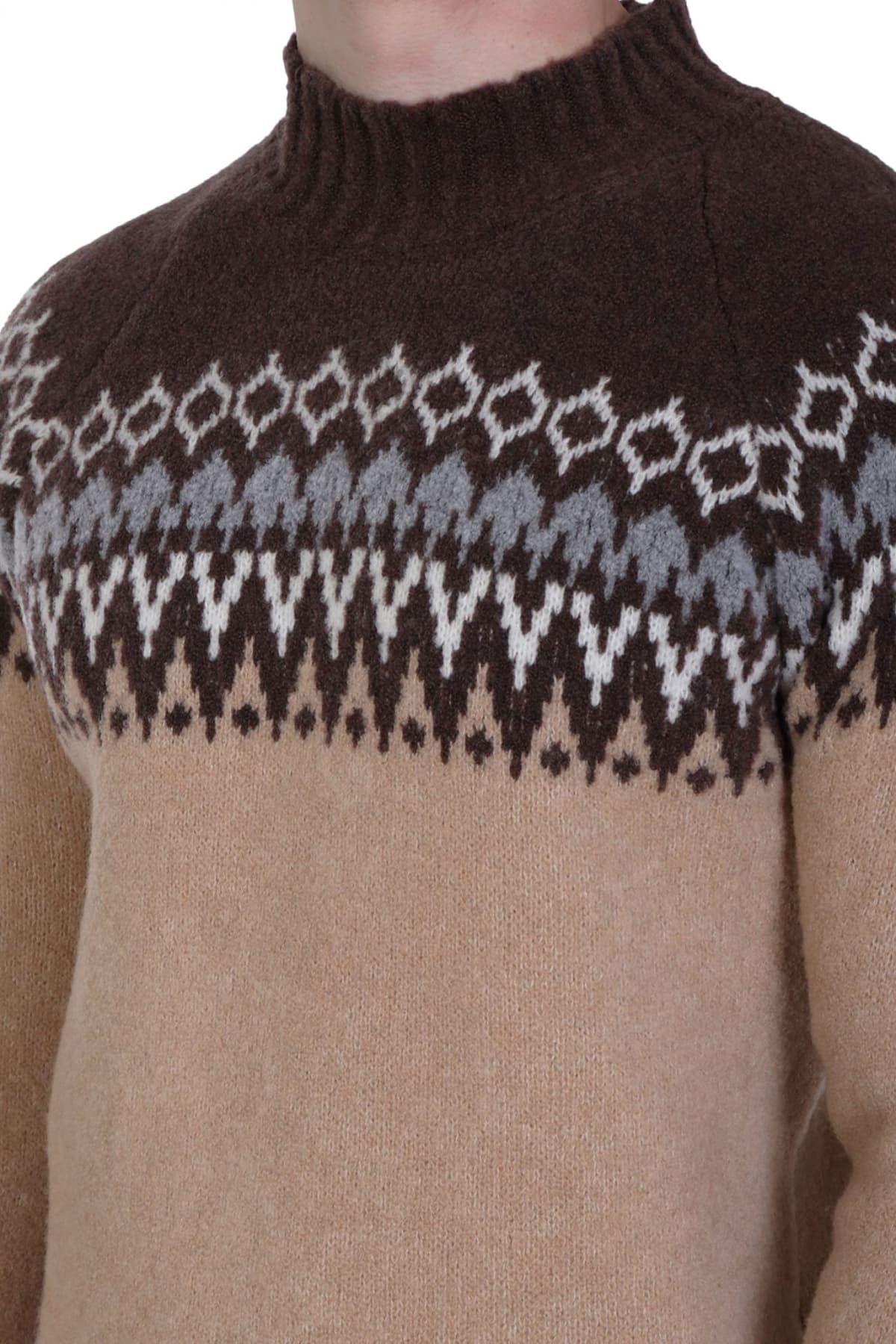 GRAN SASSO ΠΛΕΚΤΟ CREW NECK ΚΑΦΕ-ΠΡΑΣΙΝΟ