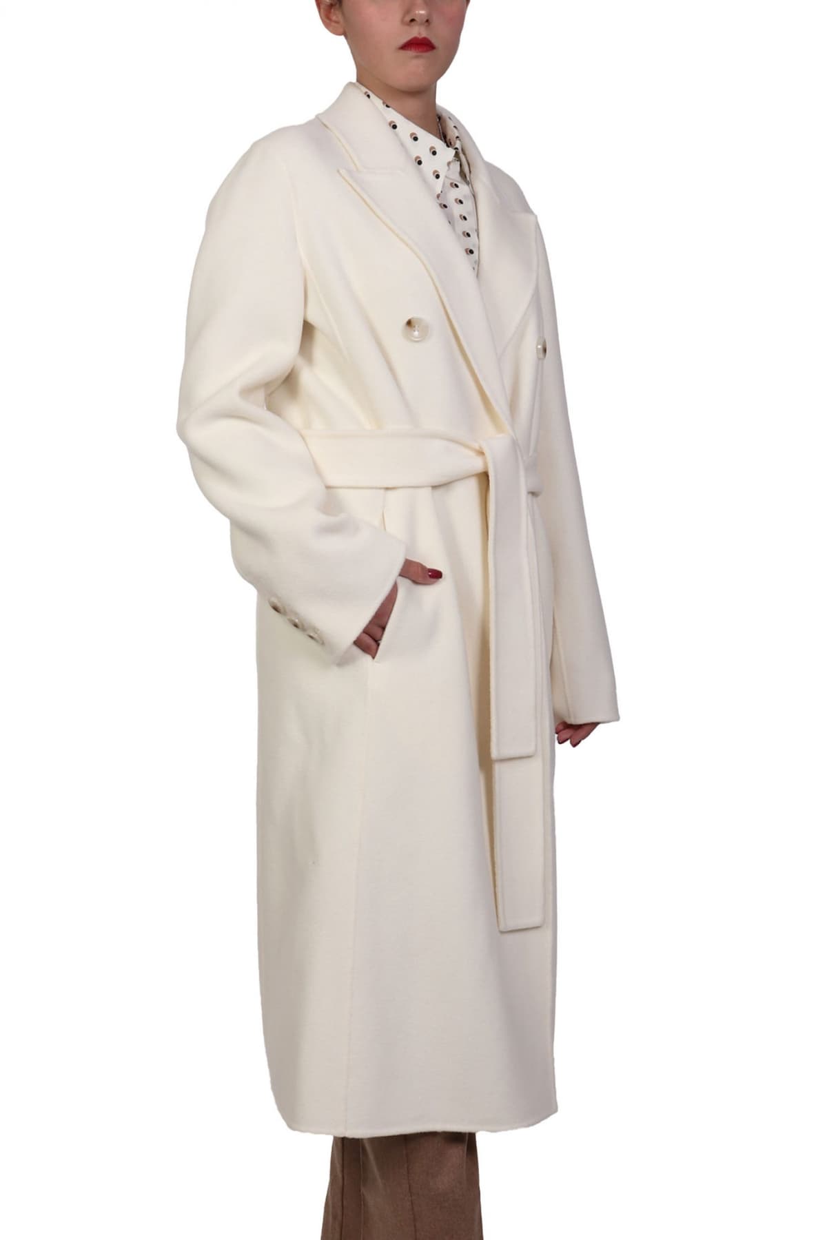 MARELLA 1 ΠΑΛΤΟ ZAMBIA ΜΑΛΛΙΝΟ ΜΑΚΡΥ ΣΤΑΥΡΩΤΟ ΕΚΡΟΥ