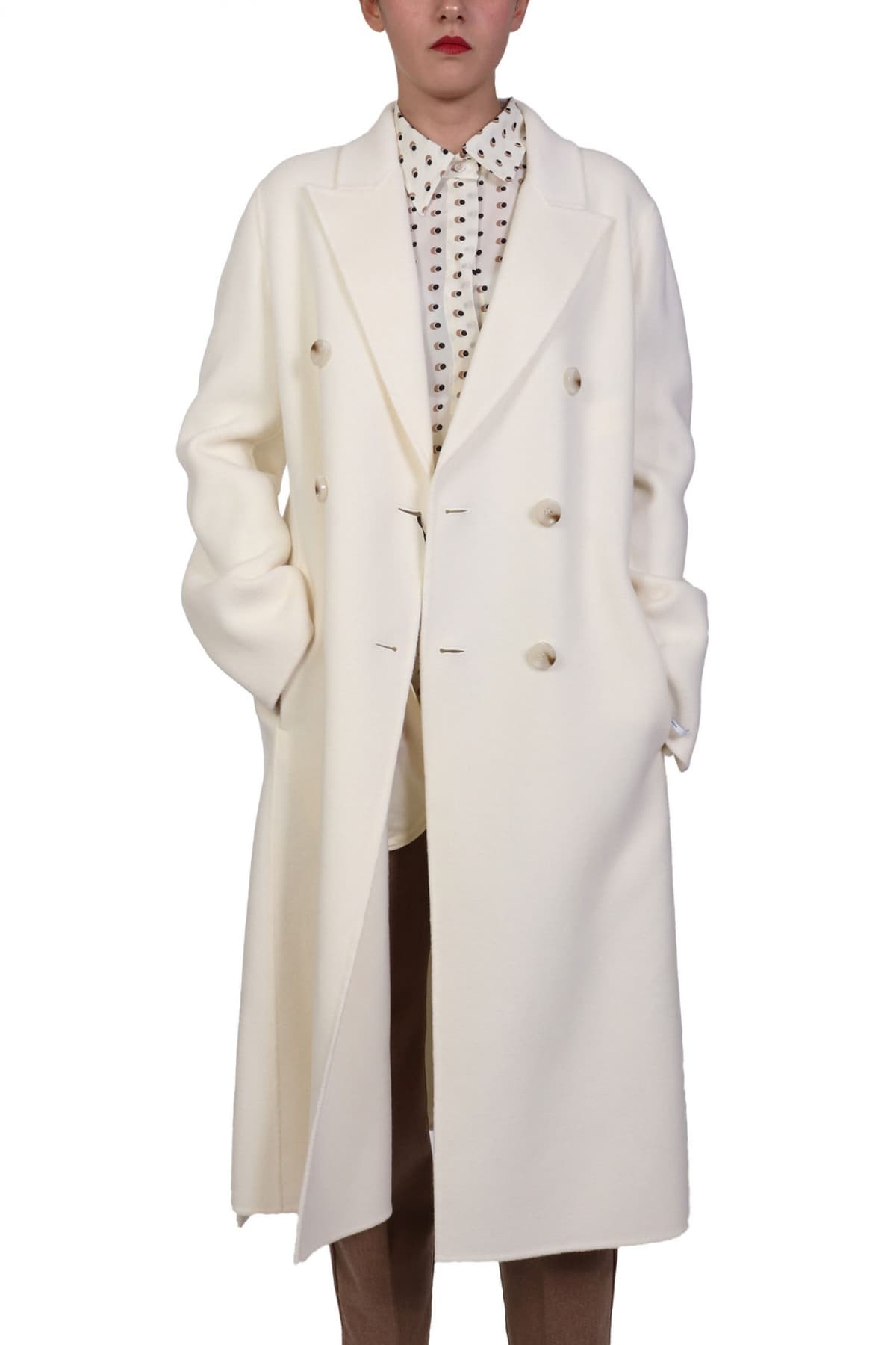 MARELLA 1 ΠΑΛΤΟ ZAMBIA ΜΑΛΛΙΝΟ ΜΑΚΡΥ ΣΤΑΥΡΩΤΟ ΕΚΡΟΥ