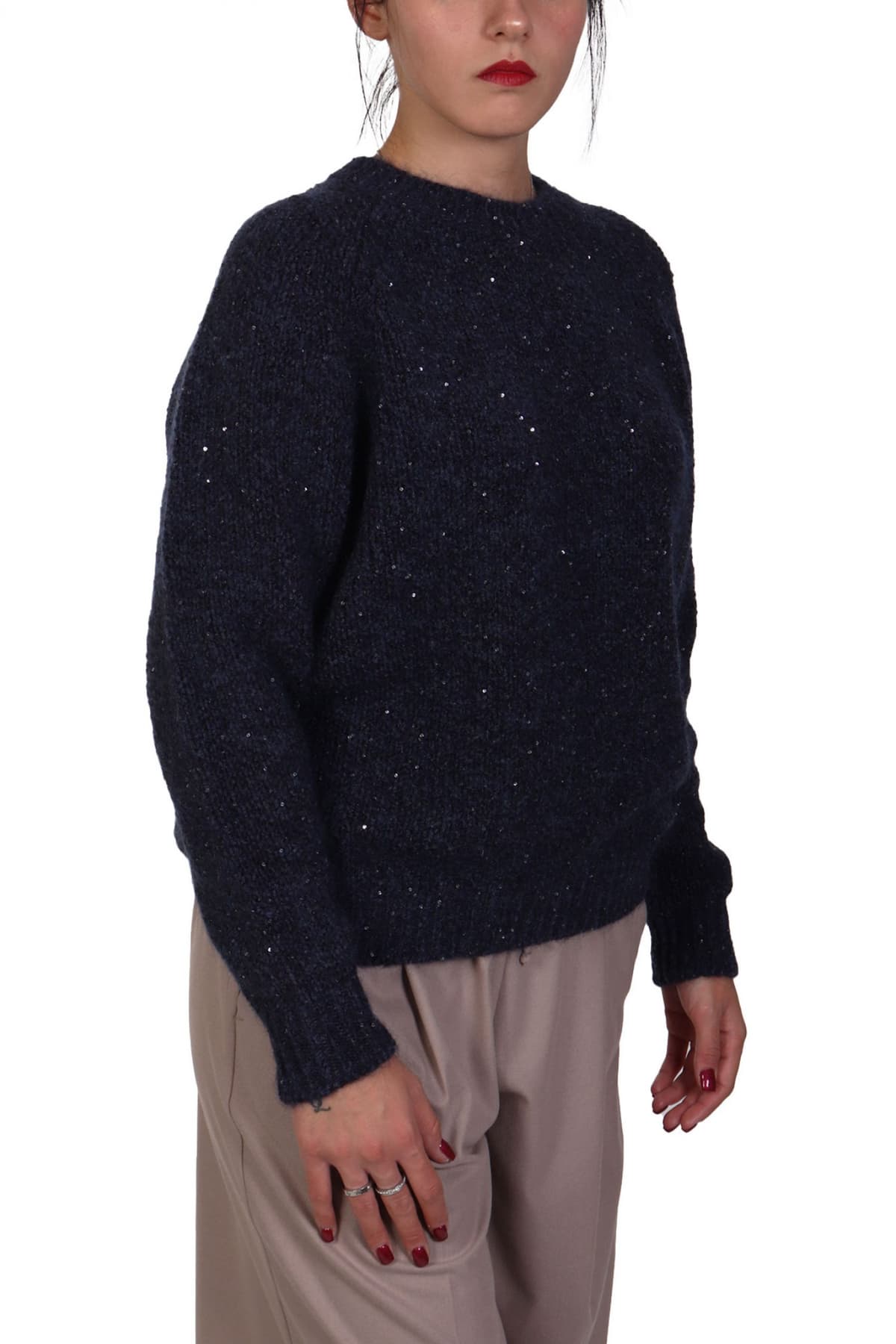 MARELLA MONOCHROME ΠΟΥΛΟΒΕΡ SAPRI ΣΚΟΥΡΟ ΜΠΛΕ