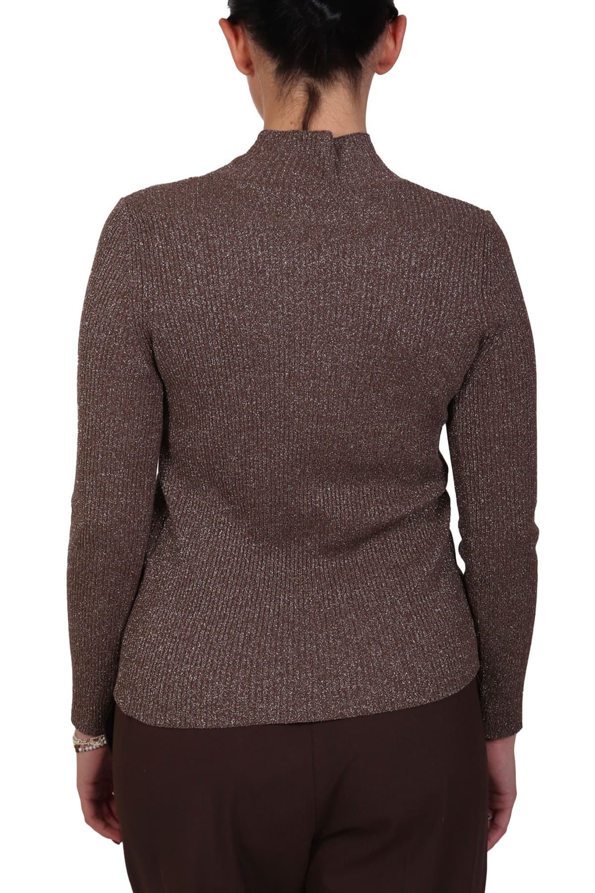 MARELLA MONOCHROME ΜΠΛΟΥΖΑ SANNA ΠΛΕΚΤΟ ΖΙΒΑΓΚΟ LUREX ΚΑΦΕ