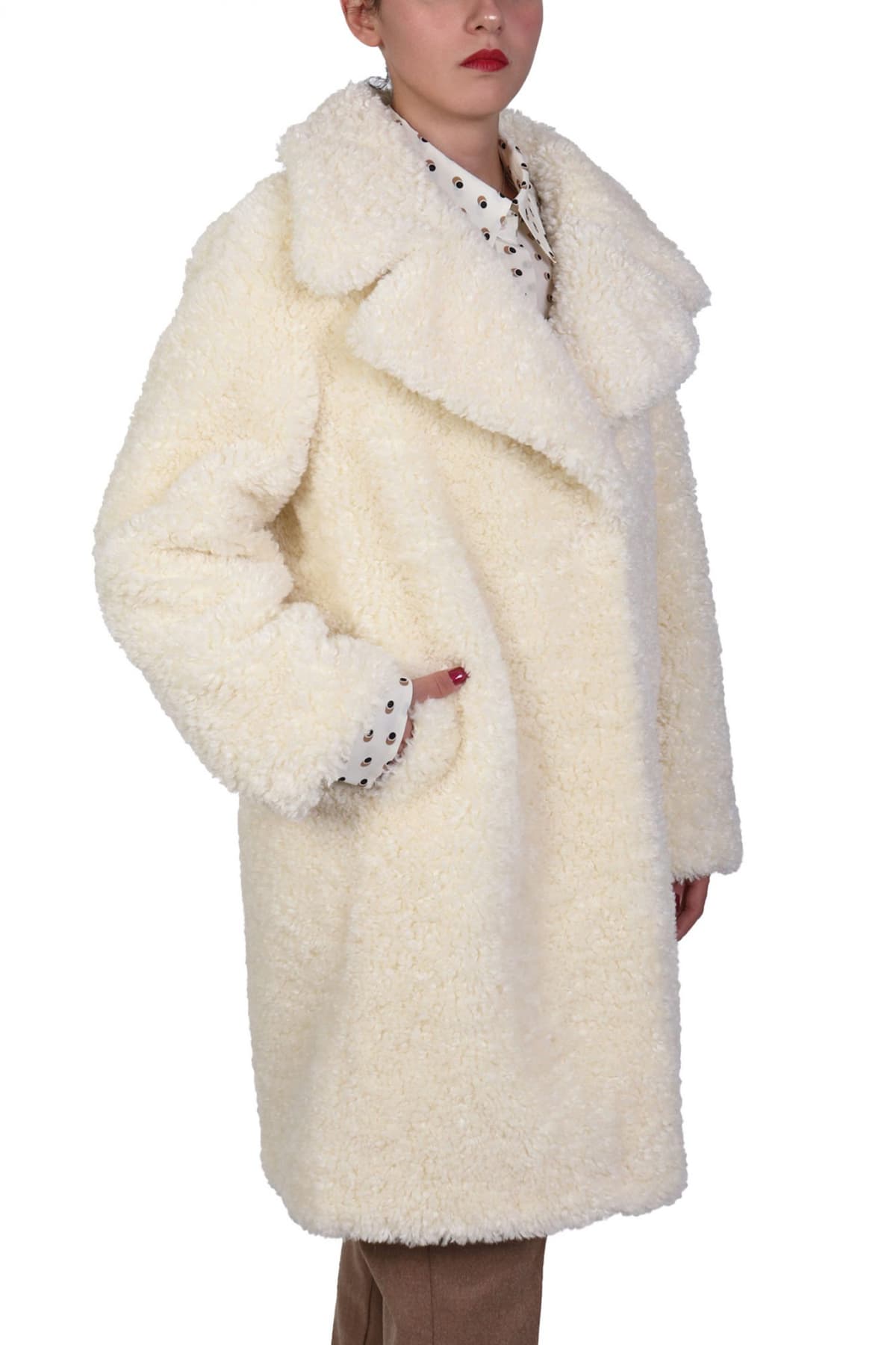 MARELLA 2 ΠΑΛΤΟ AFRO FAUX FUR ΓΙΑΚΑΣ ΚΟΝΤΟ ΕΚΡΟΥ