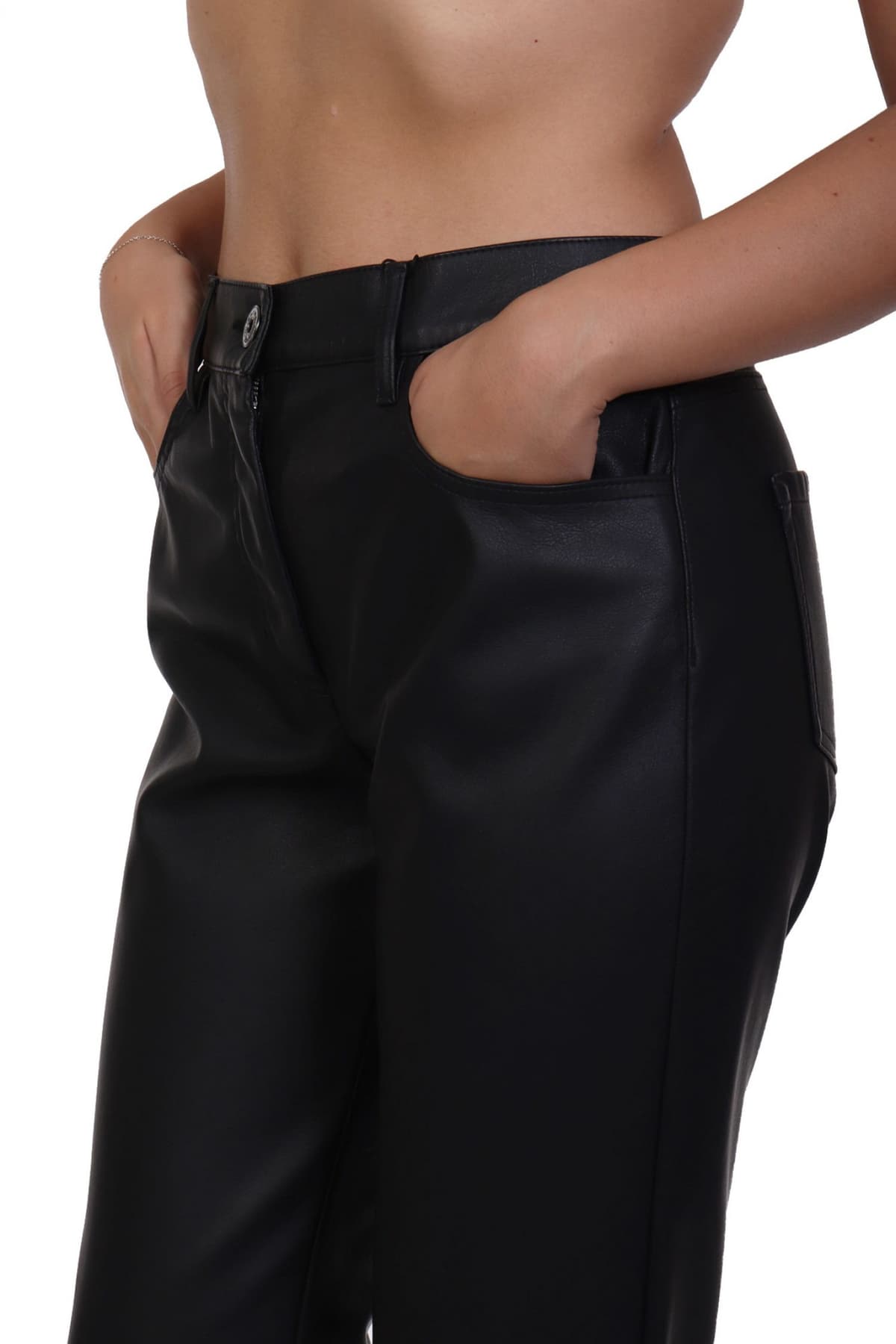 MAX MARA WEEKEND ΠΑΝΤΕΛΟΝΙ CALIFFO FAUX LEATHER ΜΑΥΡΟ