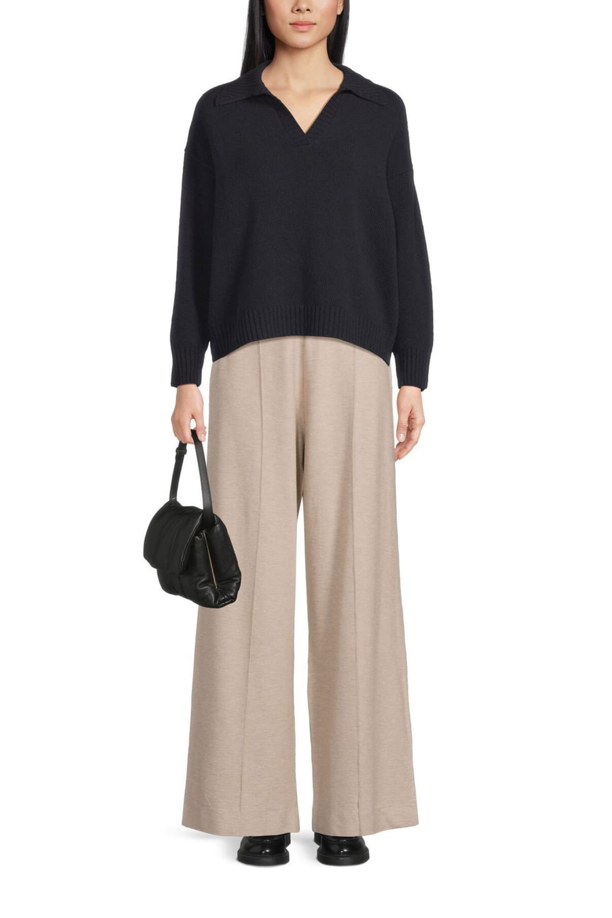 MAX MARA WEEKEND ΠΛΕΚΤΟ AGRE V-NECK ΣΚΟΥΡΟ ΜΠΛΕ