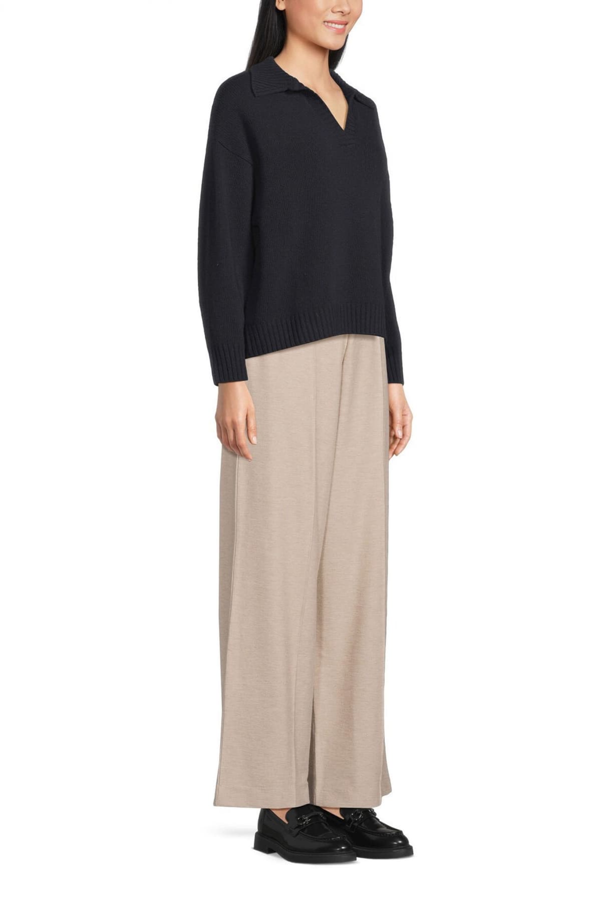 MAX MARA WEEKEND ΠΛΕΚΤΟ AGRE V-NECK ΣΚΟΥΡΟ ΜΠΛΕ