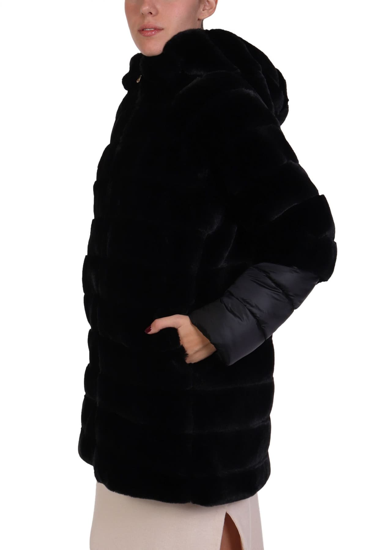 MARELLA EMME ΜΠΟΥΦΑΝ MARANTA ΚΑΠΙΤΟΝΕ FAUX FUR ΜΑΥΡΟ