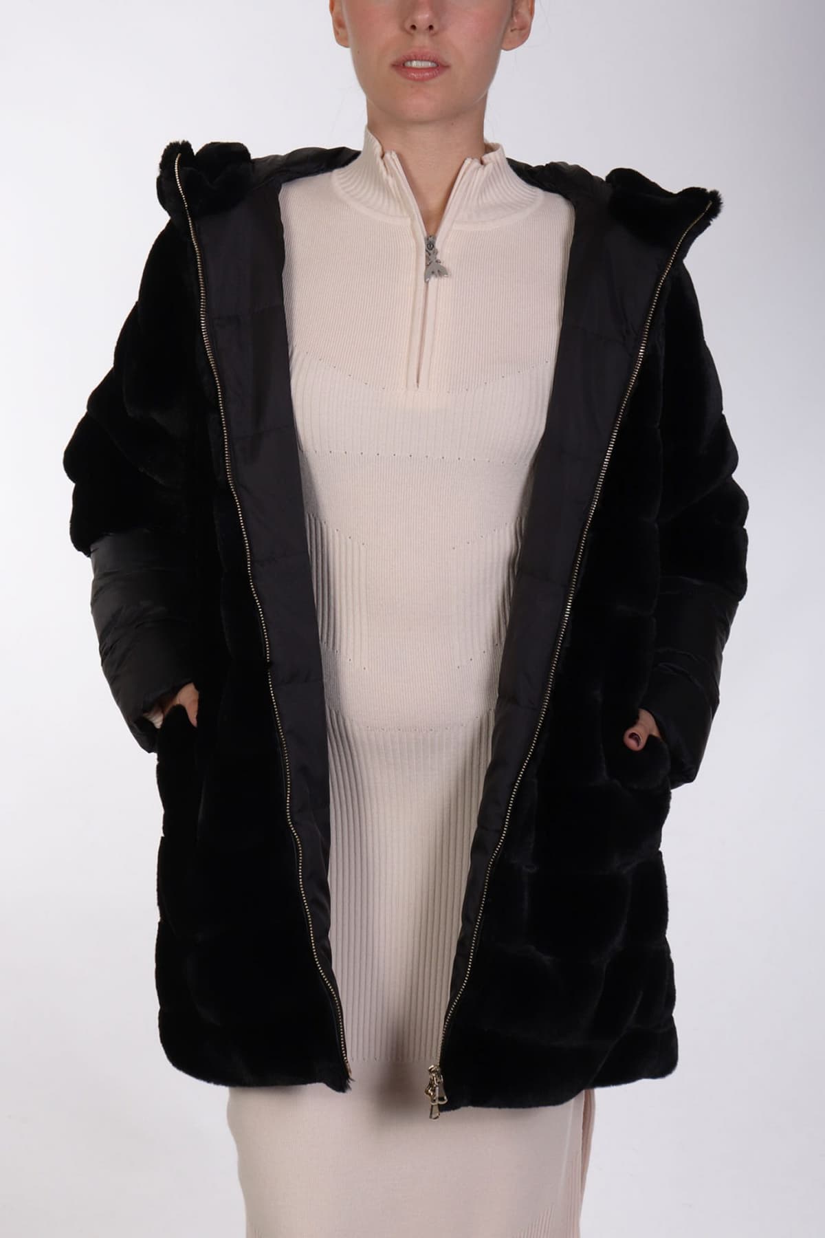 MARELLA EMME ΜΠΟΥΦΑΝ MARANTA ΚΑΠΙΤΟΝΕ FAUX FUR ΜΑΥΡΟ