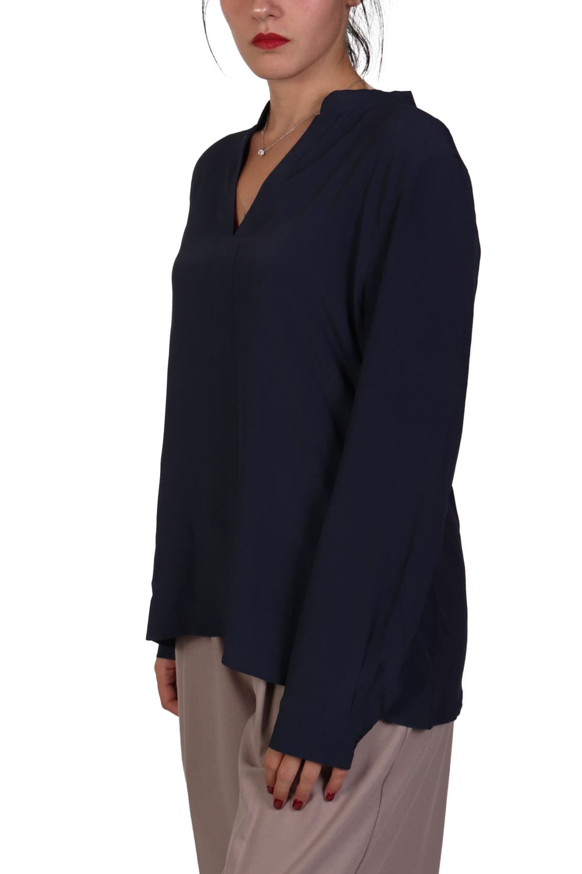 MARELLA EMME ΜΠΛΟΥΖΑ TROTTO ΛΑΙΜΟΚΟΨΗ V ΣΚΟΥΡΟ ΜΠΛΕ