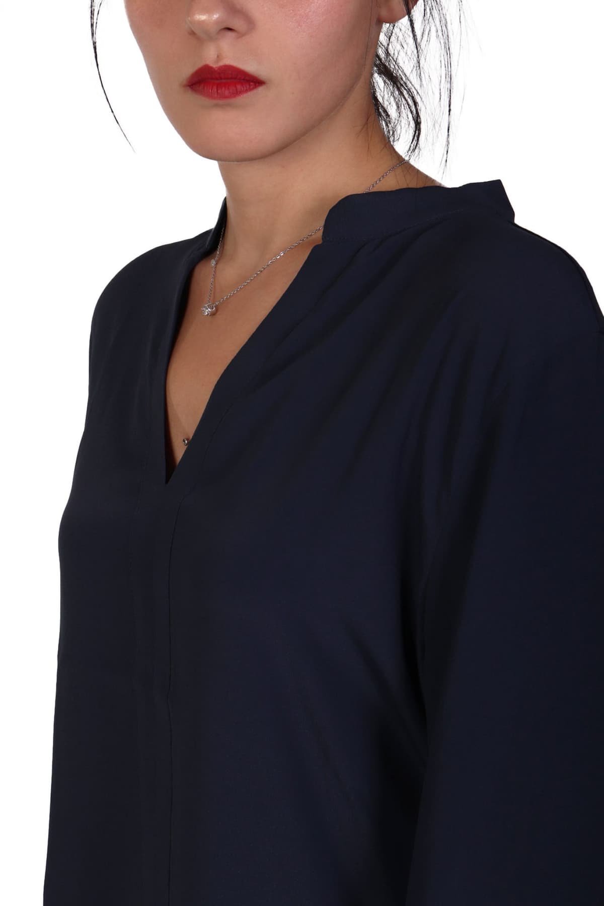 MARELLA EMME ΜΠΛΟΥΖΑ TROTTO ΛΑΙΜΟΚΟΨΗ V ΣΚΟΥΡΟ ΜΠΛΕ