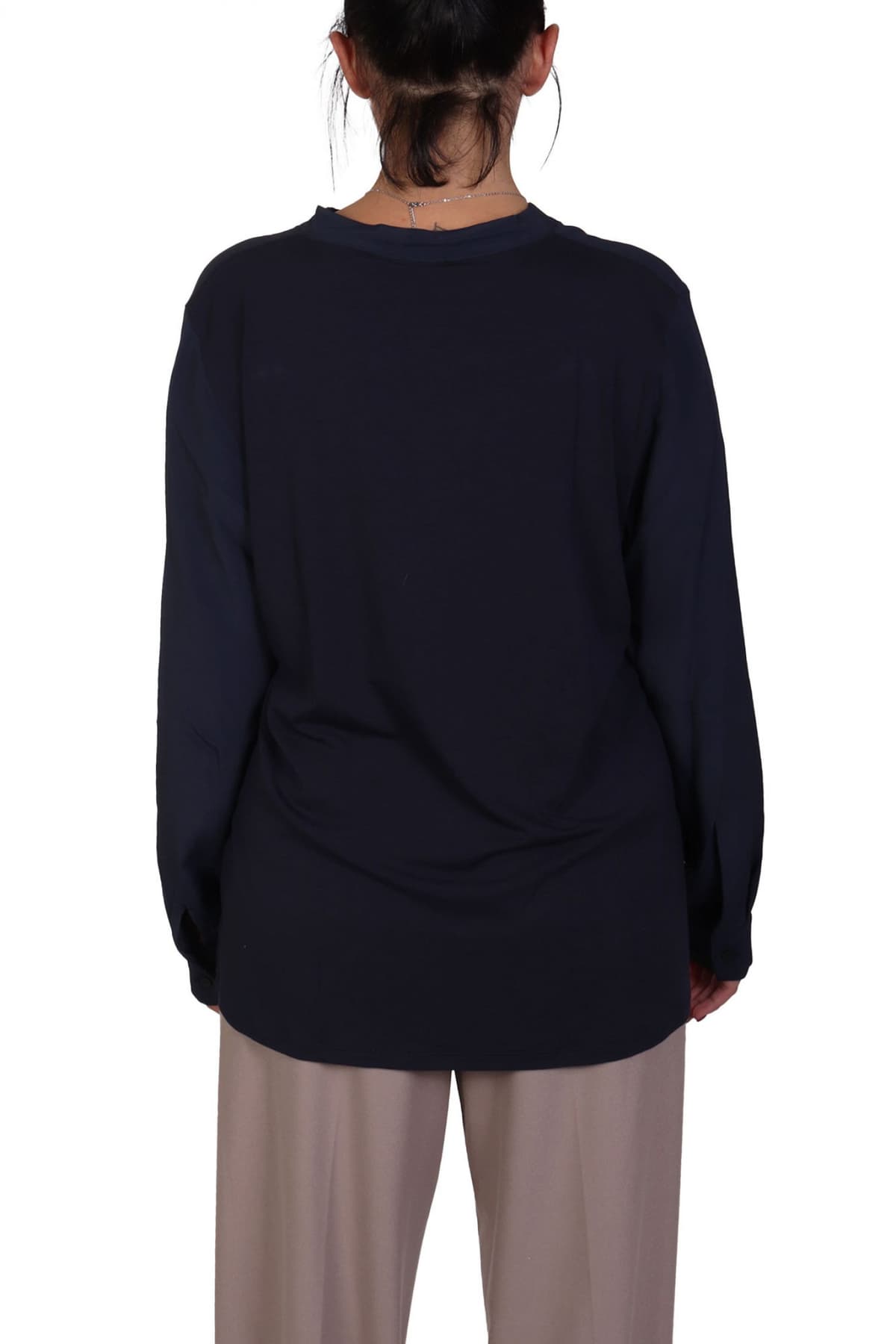 MARELLA EMME ΜΠΛΟΥΖΑ TROTTO ΛΑΙΜΟΚΟΨΗ V ΣΚΟΥΡΟ ΜΠΛΕ