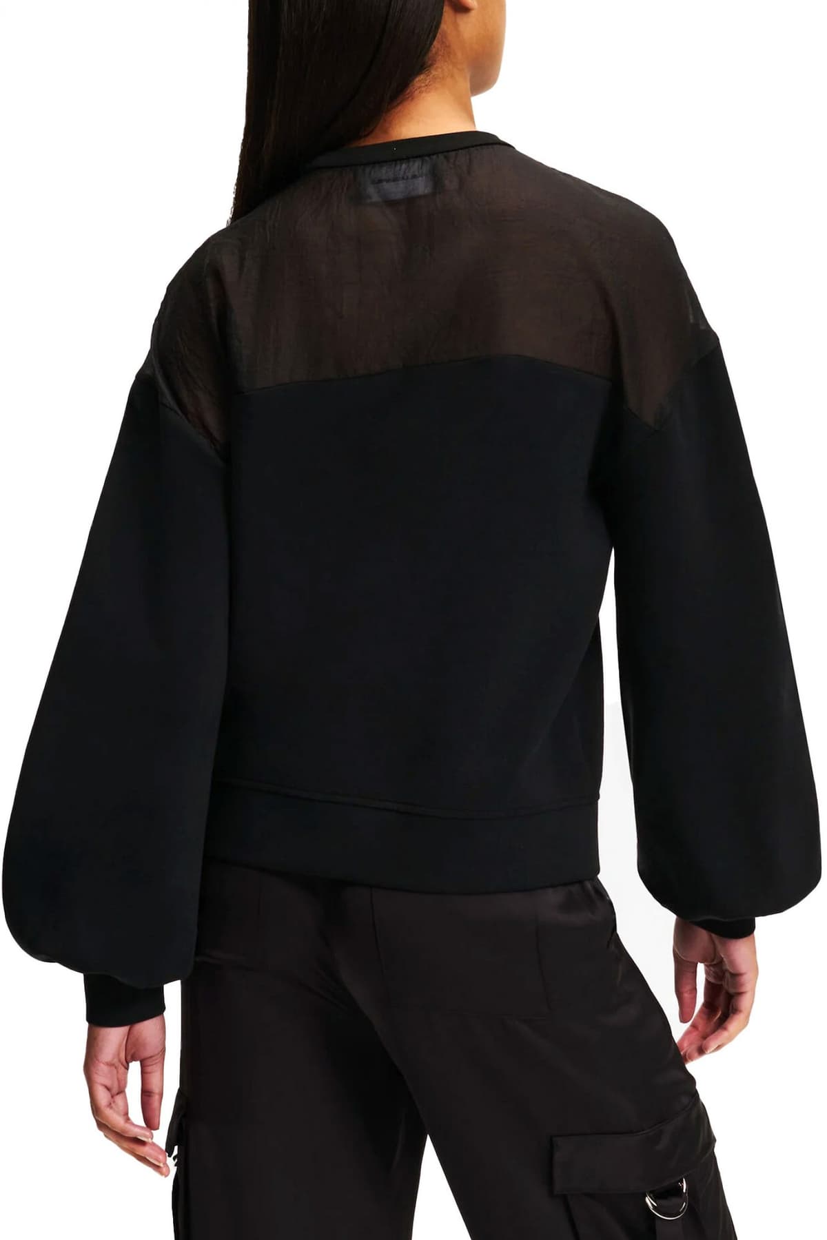 KARL LAGERFELD ΦΟΥΤΕΡ CREWNECK ΔΙΑΦΑΝΕΙΑ LOGO ΜΑΥΡΟ